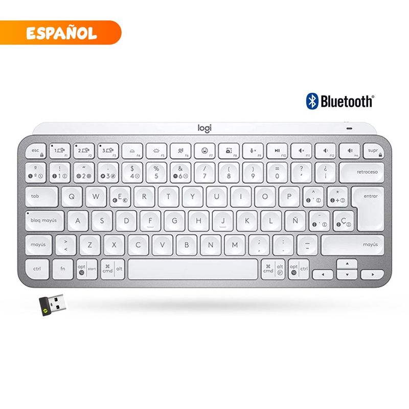 LOGITECH - Teclado Logitech Mx Keys Mini wireless recargable Bt inluminado Blanco