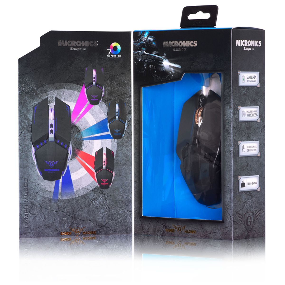 MICRONICS - Mouse GAMER Inalambrico Recargable LED 7 Botones - RANGER