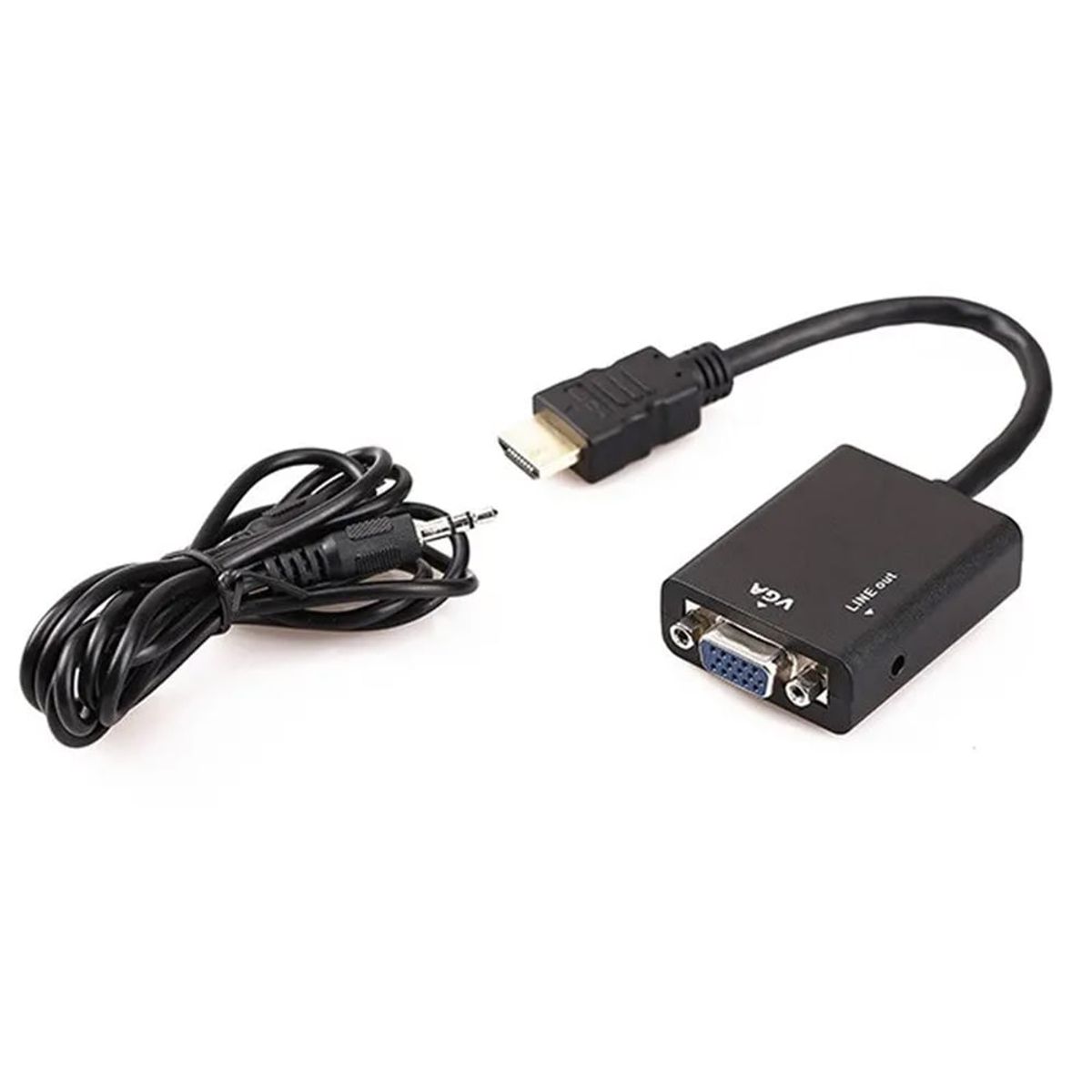 GENERICO - Adaptador Convertidor De Hdmi A Vga Hdmi Macho Vga  Audio - Negro