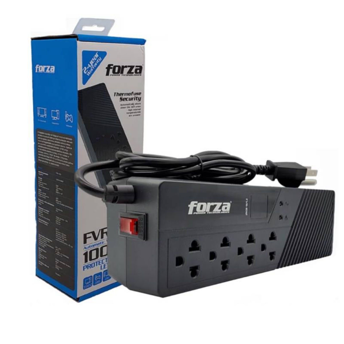 FORZA - ESTABILIZADOR FORZA 4 TOMAS FVR-1012 VOLTAJE 1000VA / 500W 220V