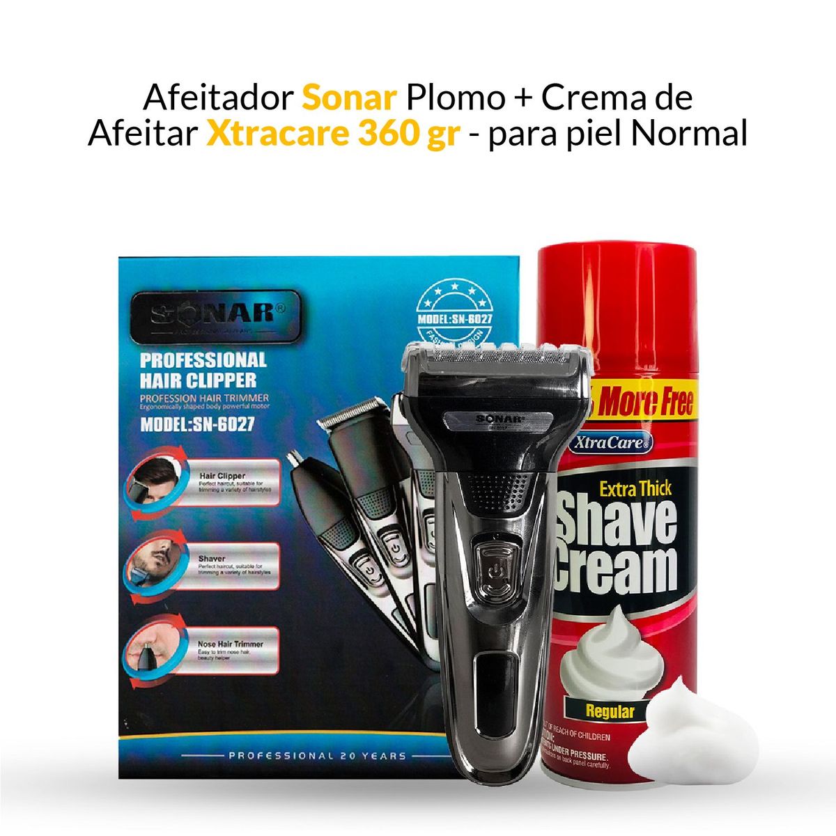 SONAR - Afeitador sonar 6027 plomo+crema de afeitar  xtracare- piel normal