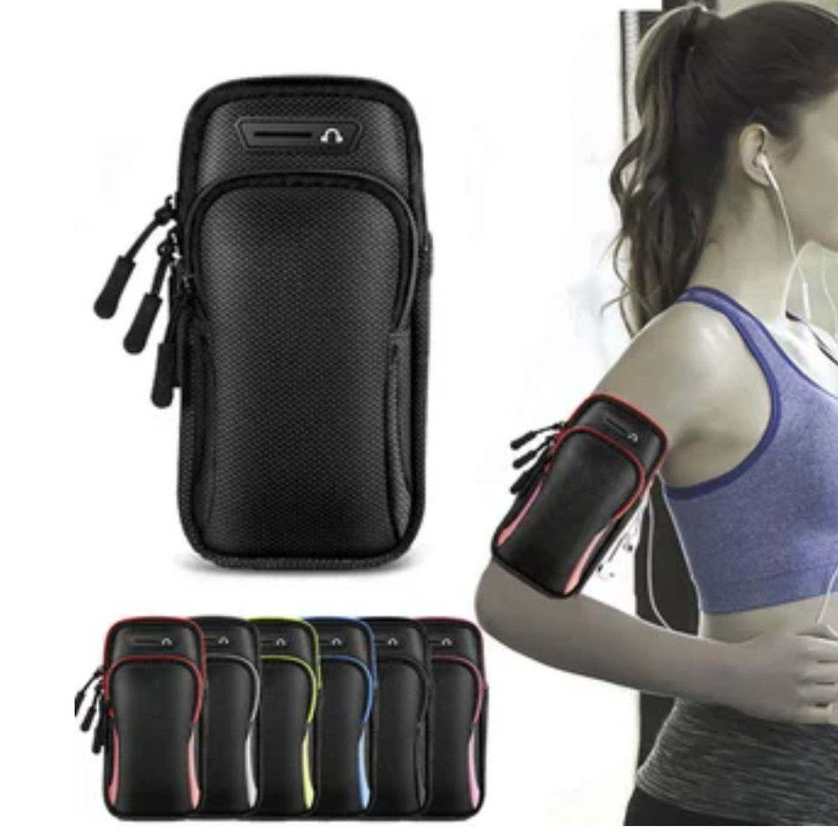 GENERICO - Bolso Porta Celular Deportivo Con Correa - Negro.