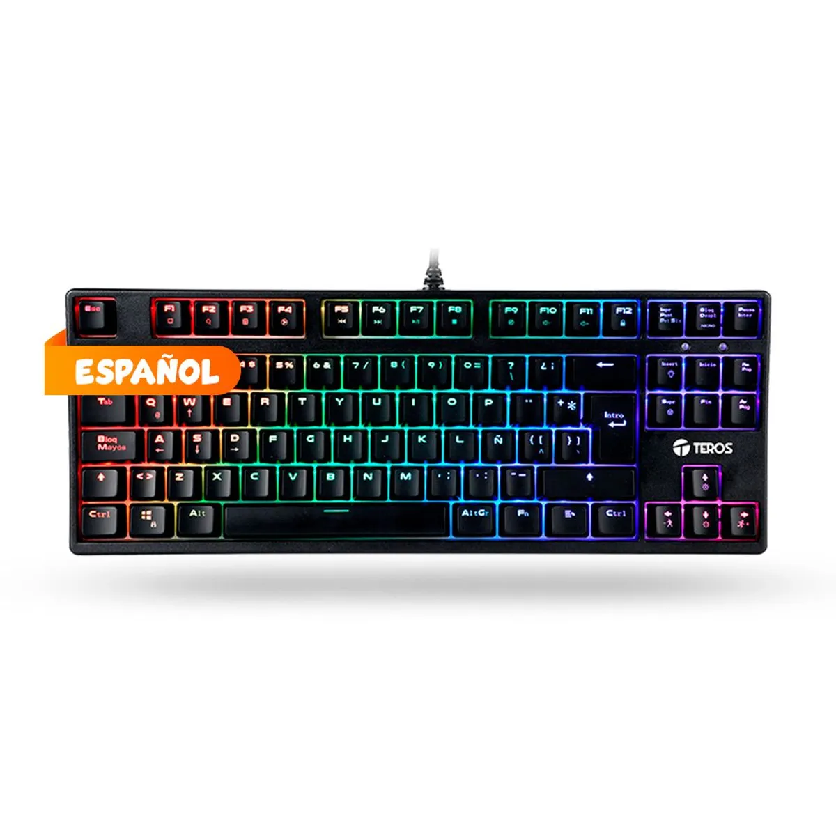 TEROS GAMING - Teclado Gamer Mecánico Teros TE-4150 TKL Iluminación RGB USB - Negro