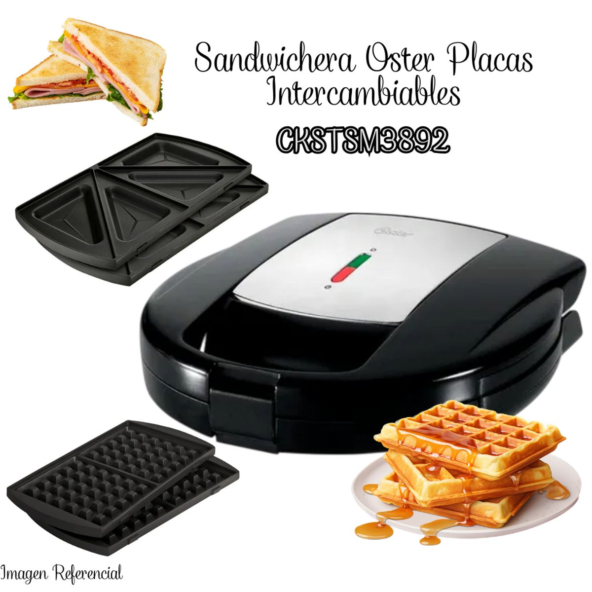 OSTER - Sandwichera Oster Intercambiable 2 en 1 - 3892