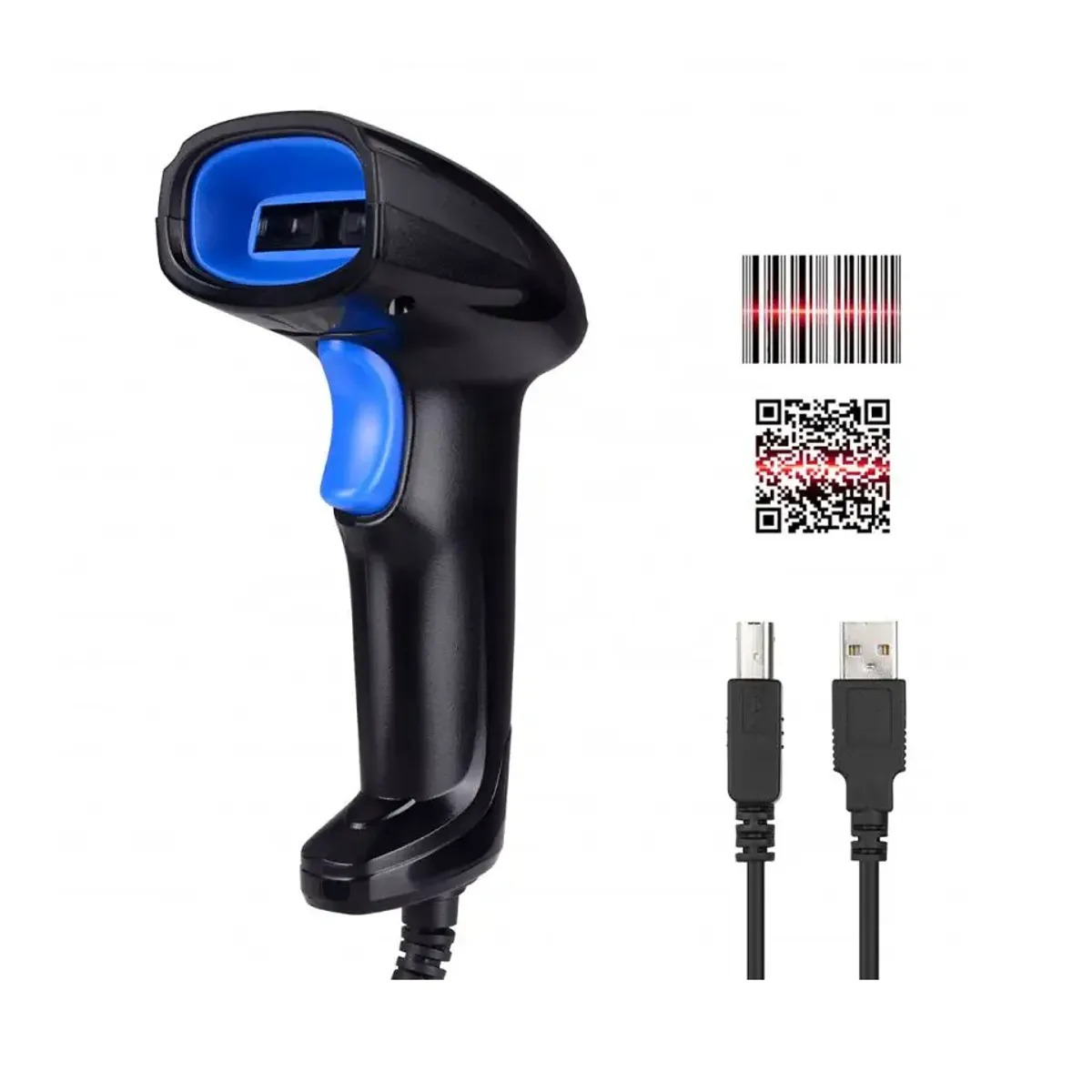 JPSYSTEMS - Lector escaner alámbrico de código de barras USB 2D 1D QR YHD-1100D