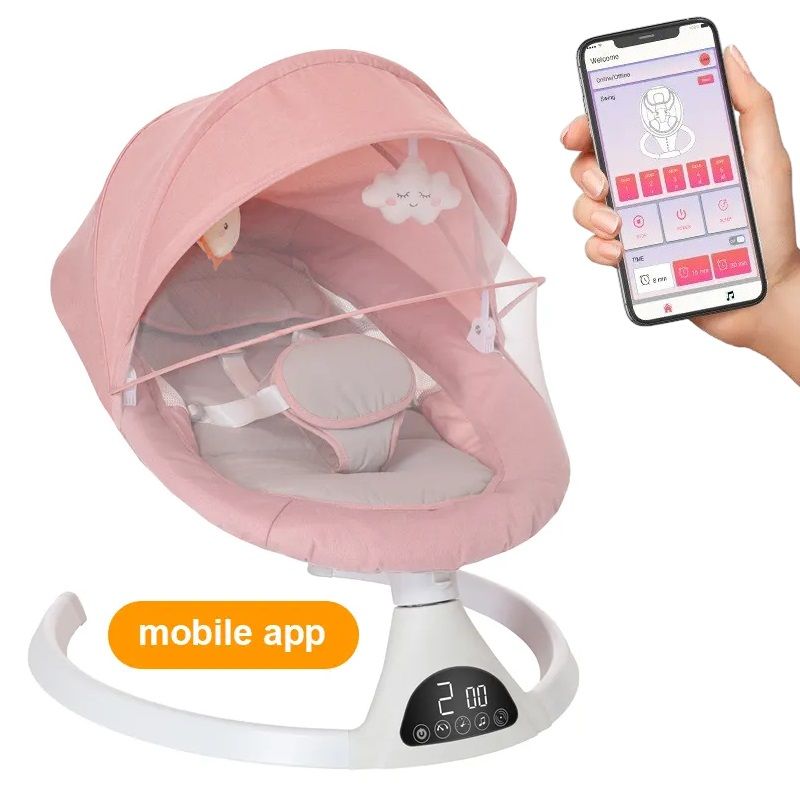 PERU IMPORTACIONES - MECEDORA ELÉCTRICA ROSADO PARA BEBÉ BLUETOOTH CON  APP