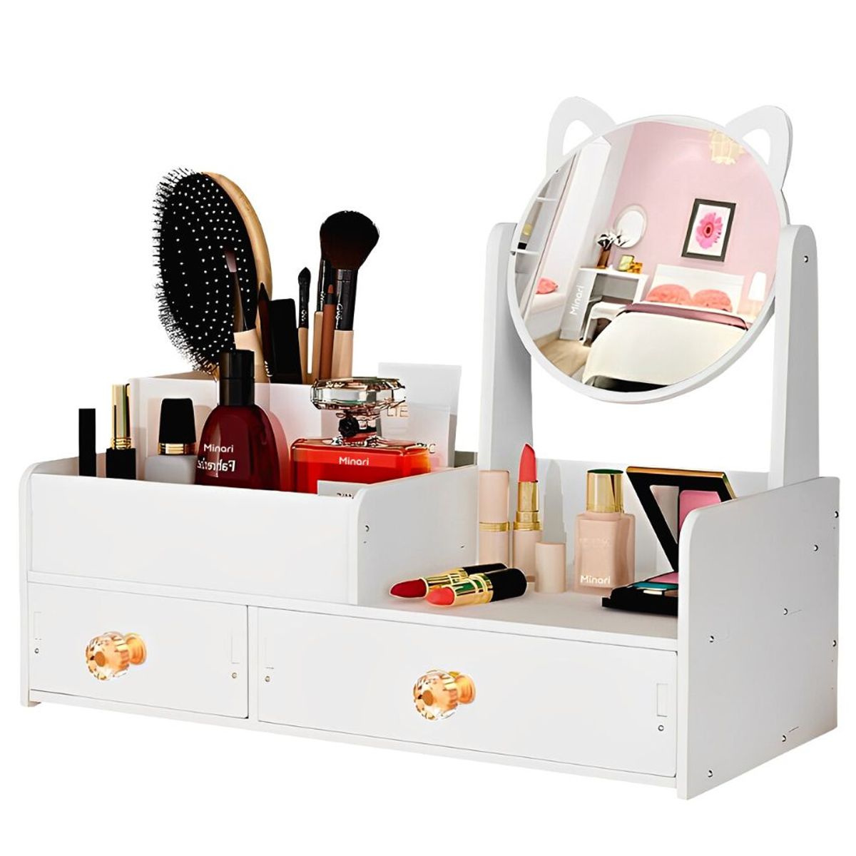 MINARI - Organizador de Maquillaje Joyas Neceser Cosméticos con Espejo 89M V1-A