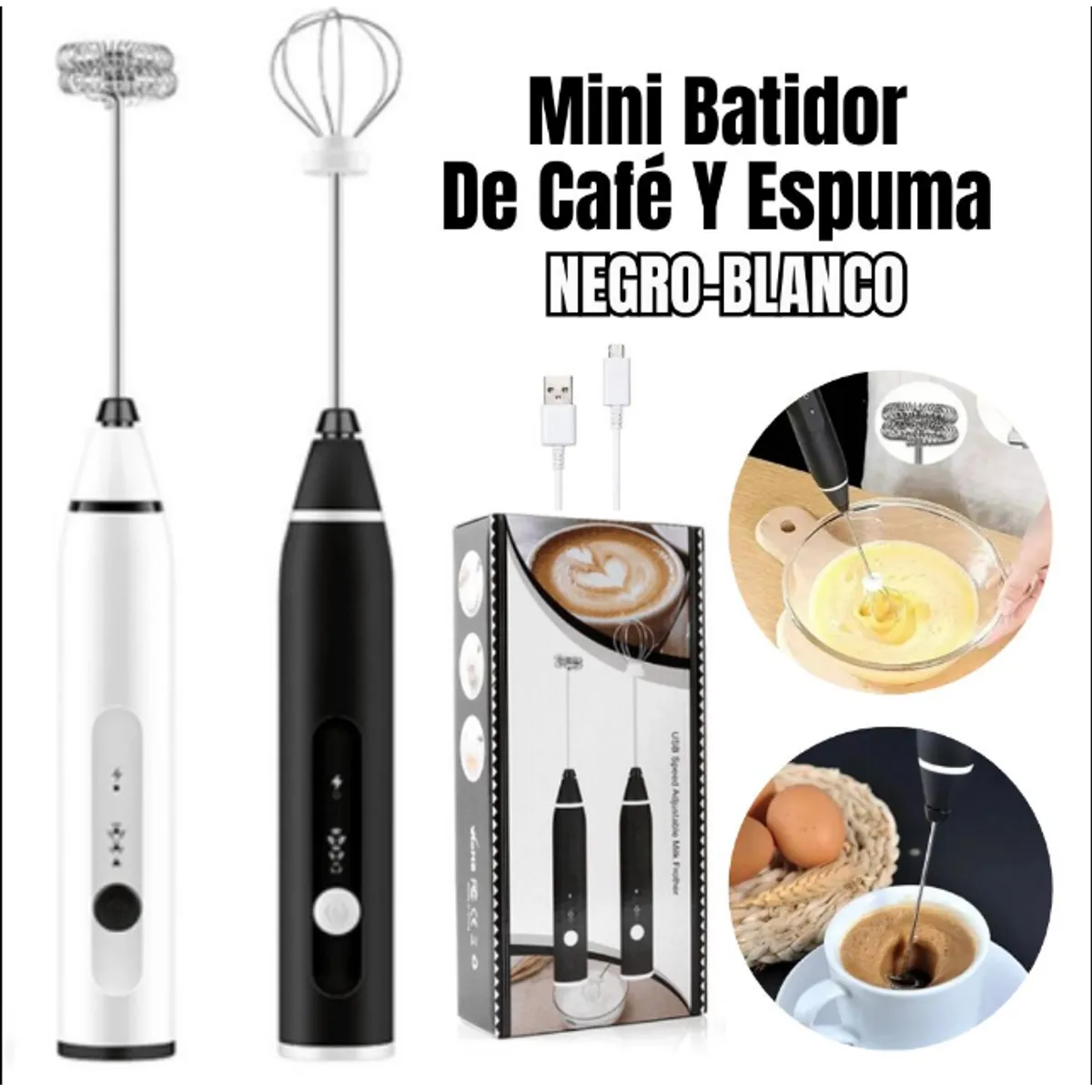 GENERICO - Batidora Manual Recargable USB