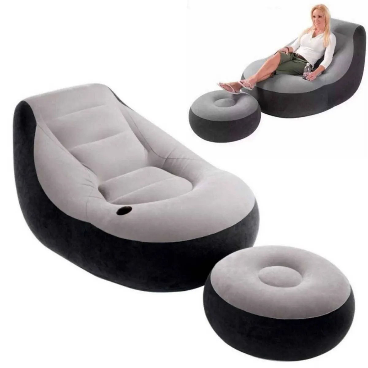 LH ELECTRONIC - Sofa sillón inflable  posa pies  posa vasos