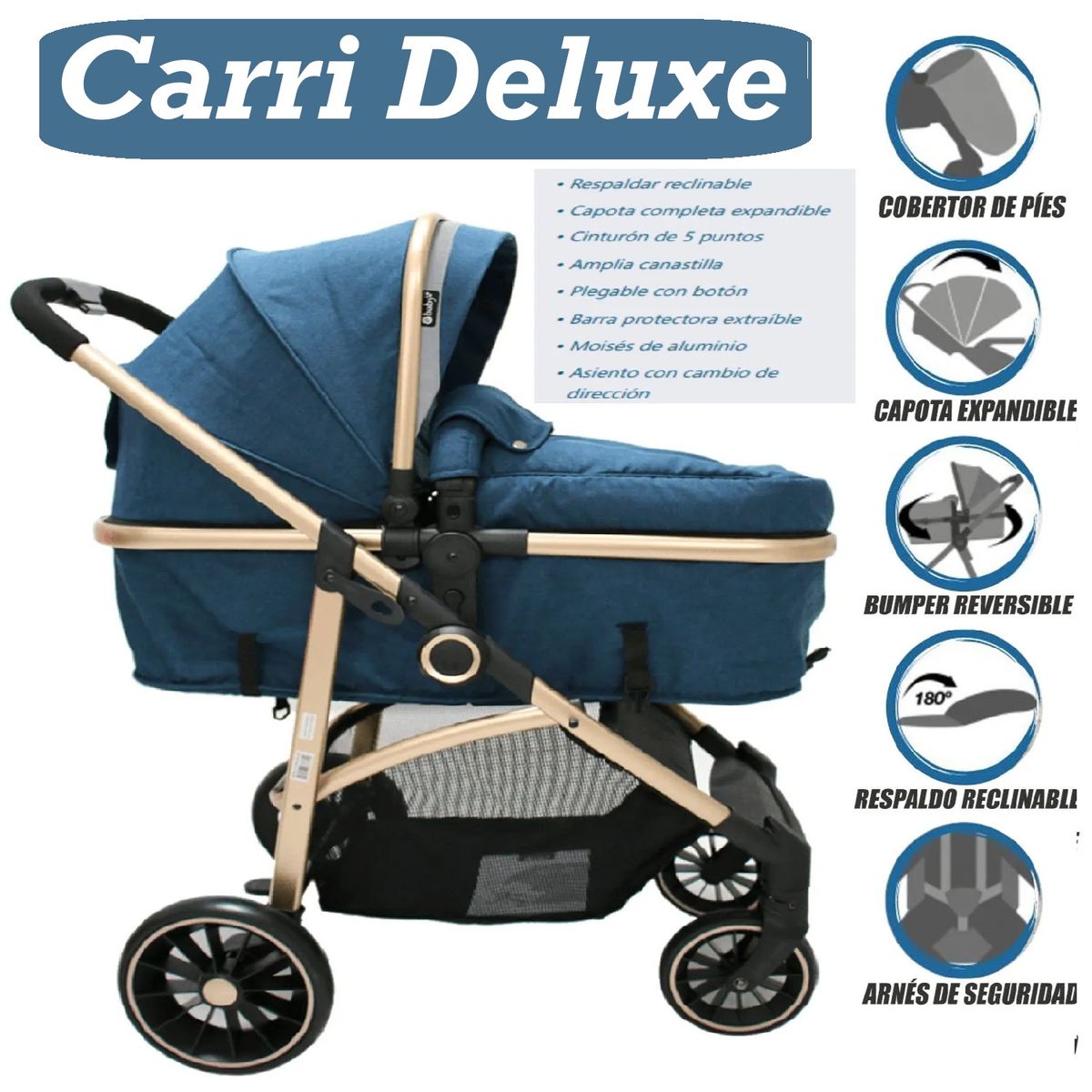 EBABY - Coche de Paseo Moises Aluminio Carri Deluxe EB129 Rosado