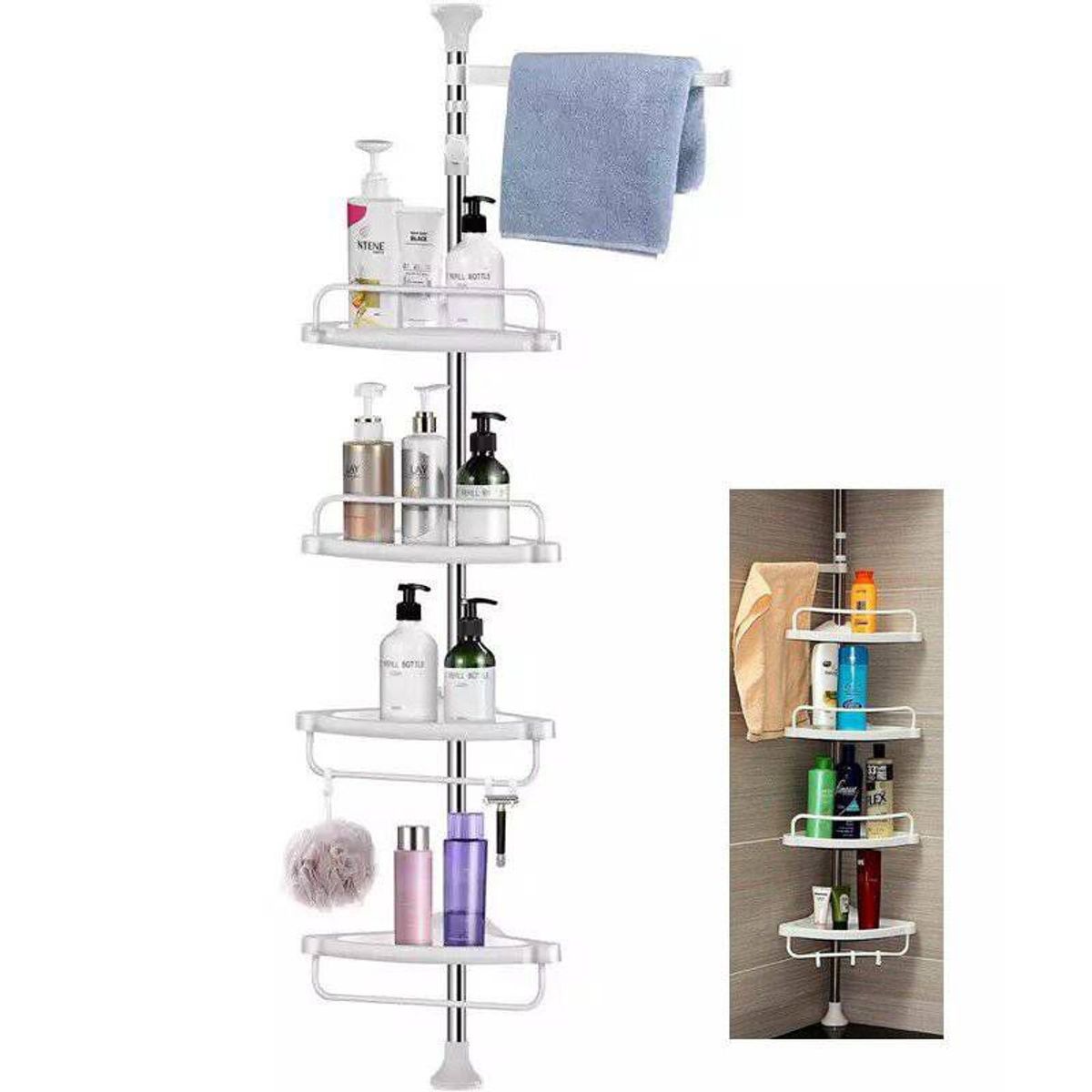 LH ELECTRONIC - Organizador Esquinero de Baño Telescopico Ajustable Soporta hasta 16Kg