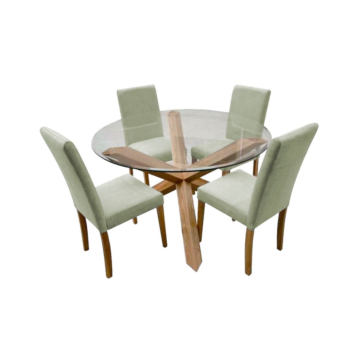 HOME PREMIUM - Juego de Comedor 4 Sillas Italo Verde Claro.