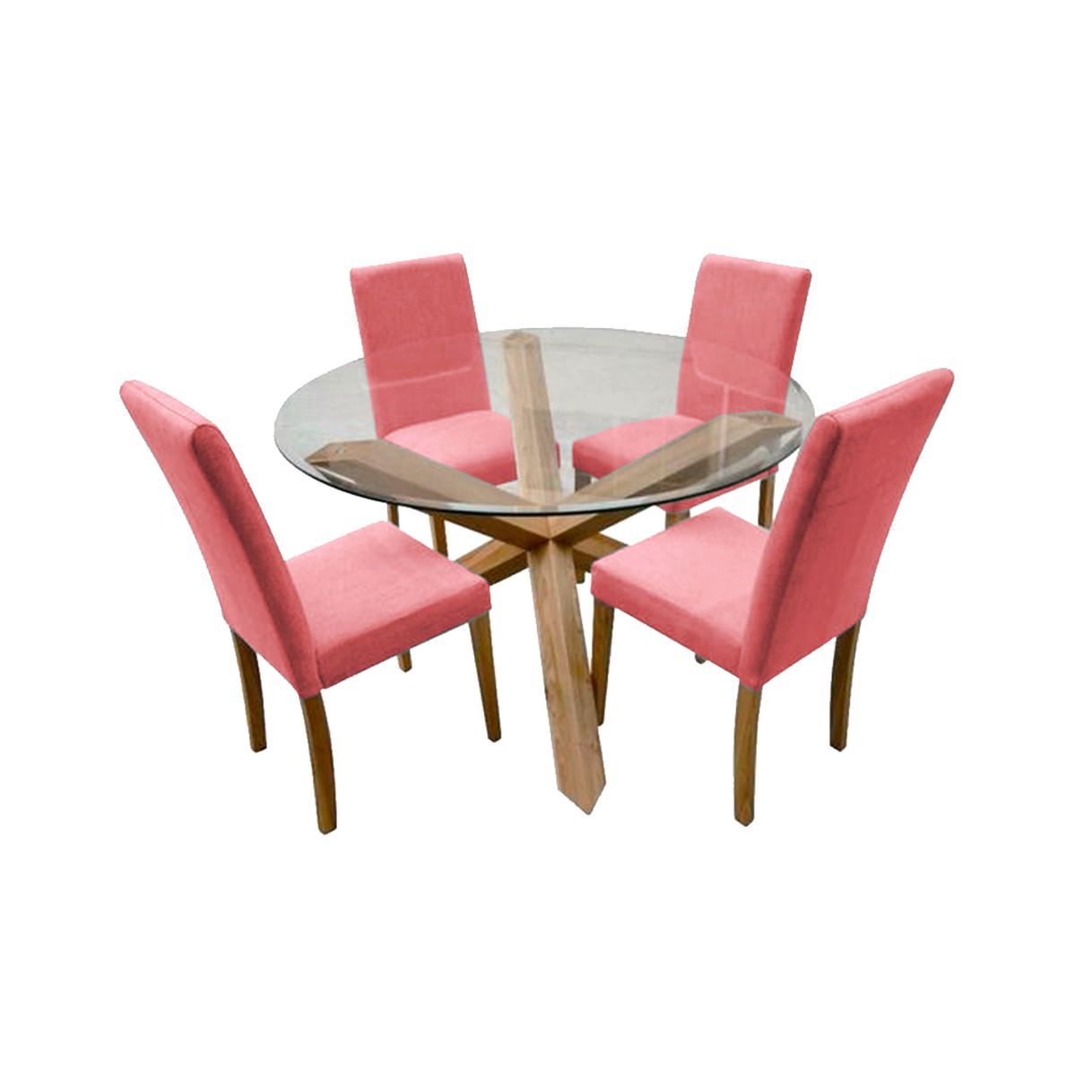 HOME PREMIUM - Juego de Comedor 4 Sillas Italo Rosado.