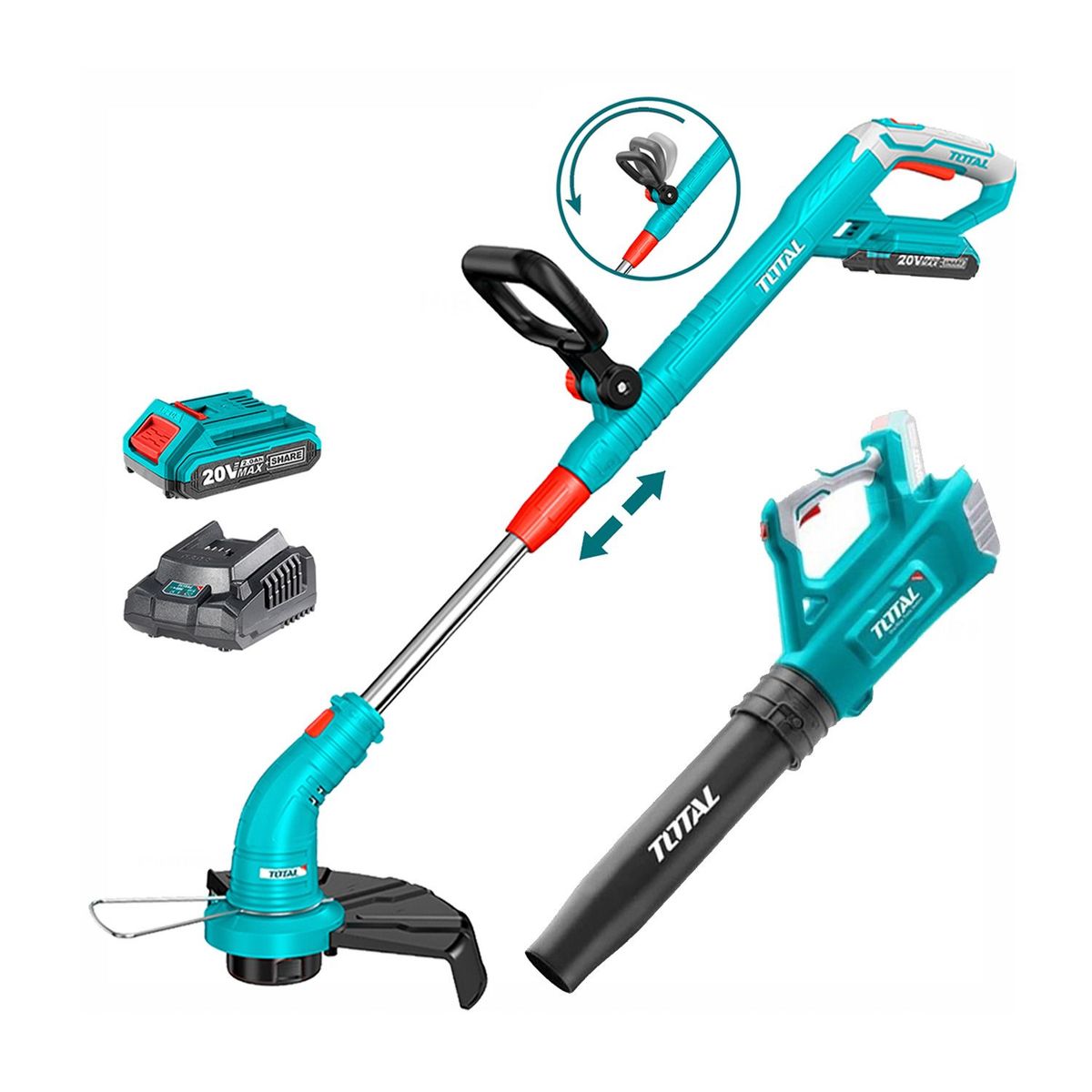 TOTAL TOOLS - CORTADORA DE GRAS PODADORA PASTO SOPLADOR HOJAS 20V TOTAL