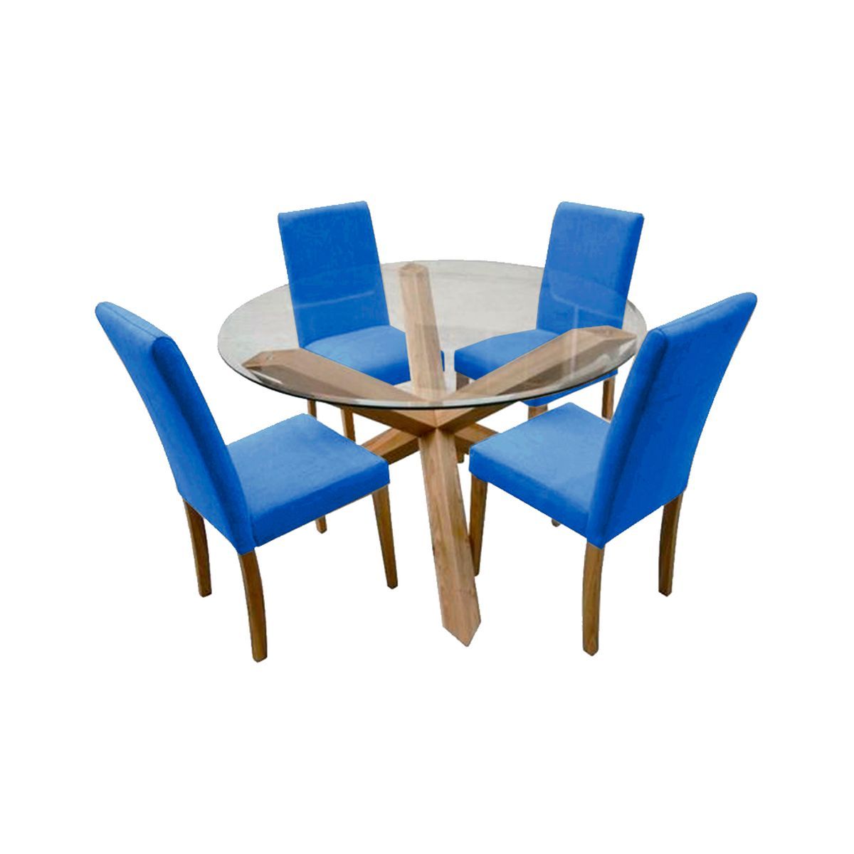 HOME PREMIUM - Juego de Comedor 4 Sillas Italo Azul Electrico.