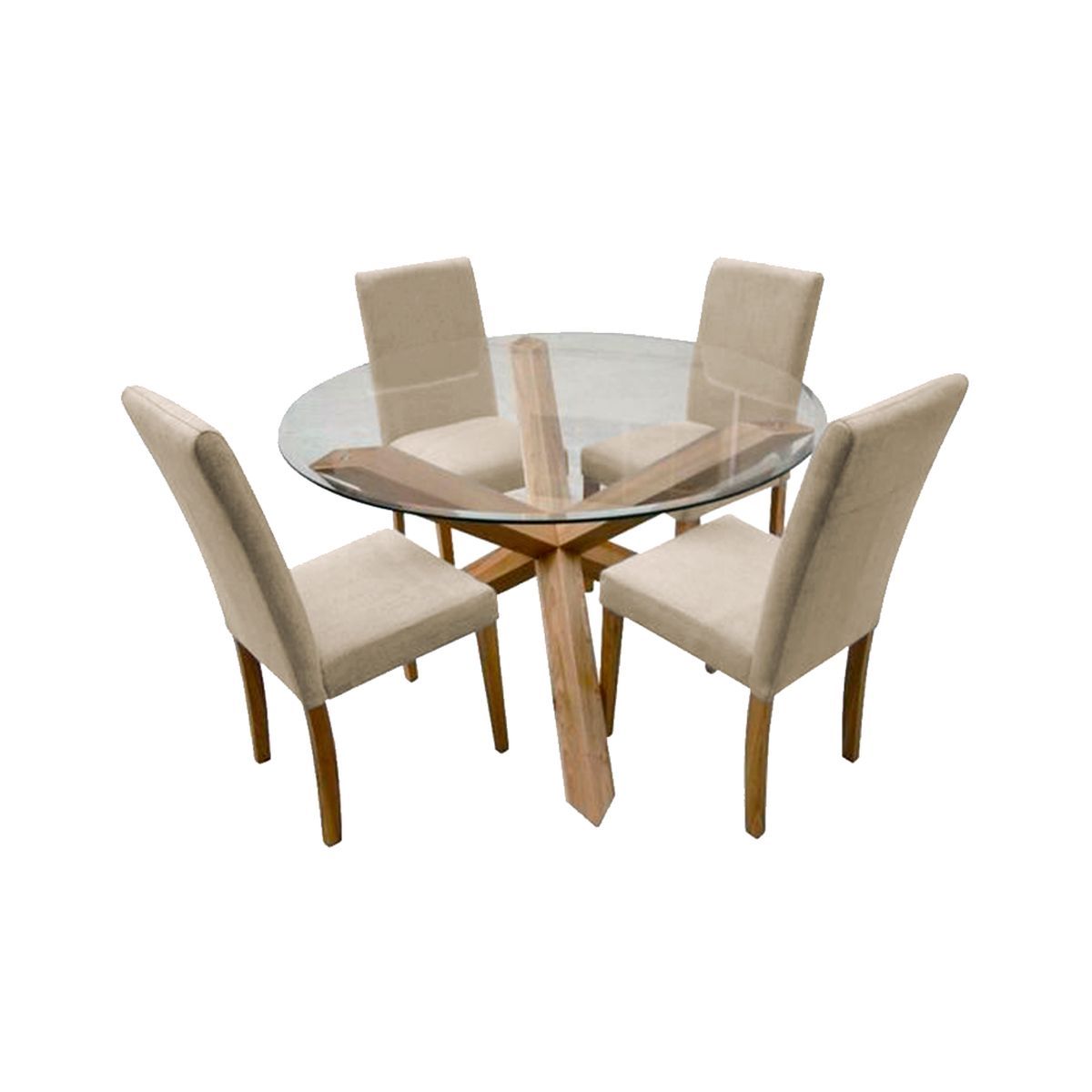 HOME PREMIUM - Juego de Comedor 4 Sillas Italo Beige.
