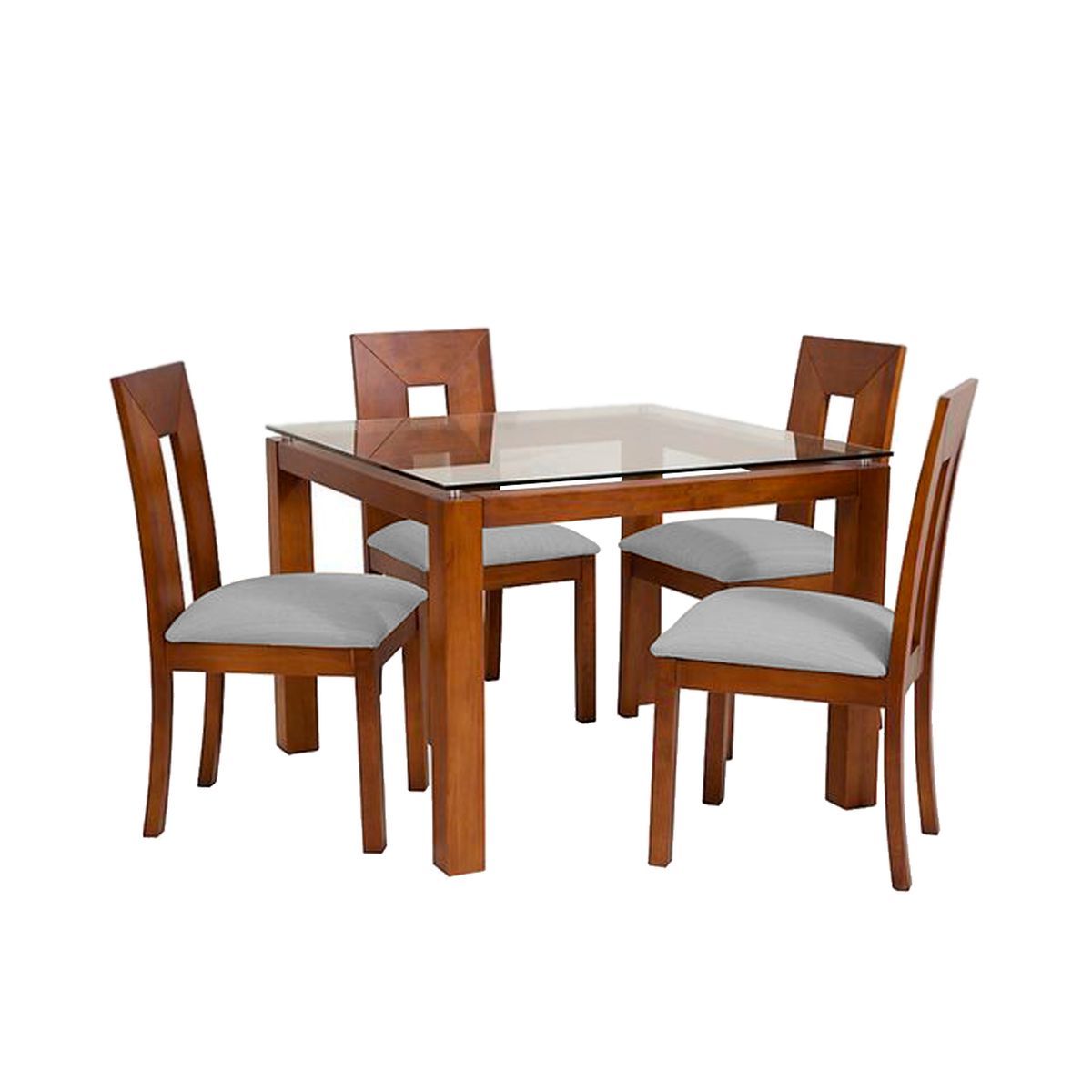 HOME PREMIUM - Juego de Comedor 4 Sillas Honey Plata.