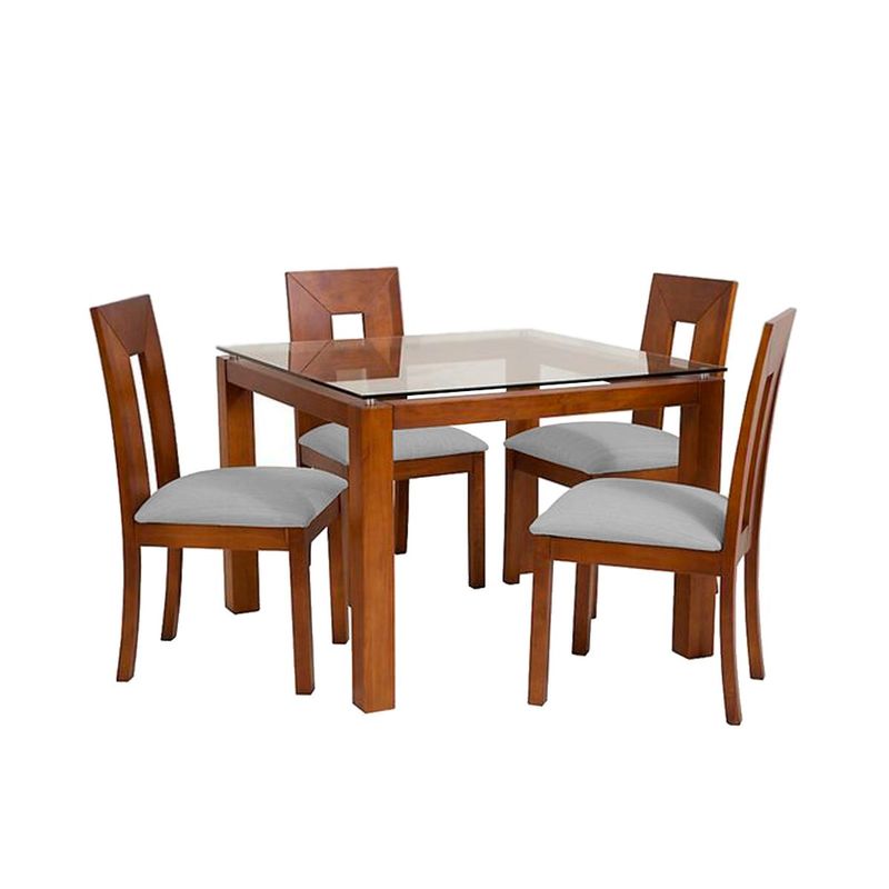 HOME PREMIUM - Juego de Comedor 4 Sillas Honey Plata.