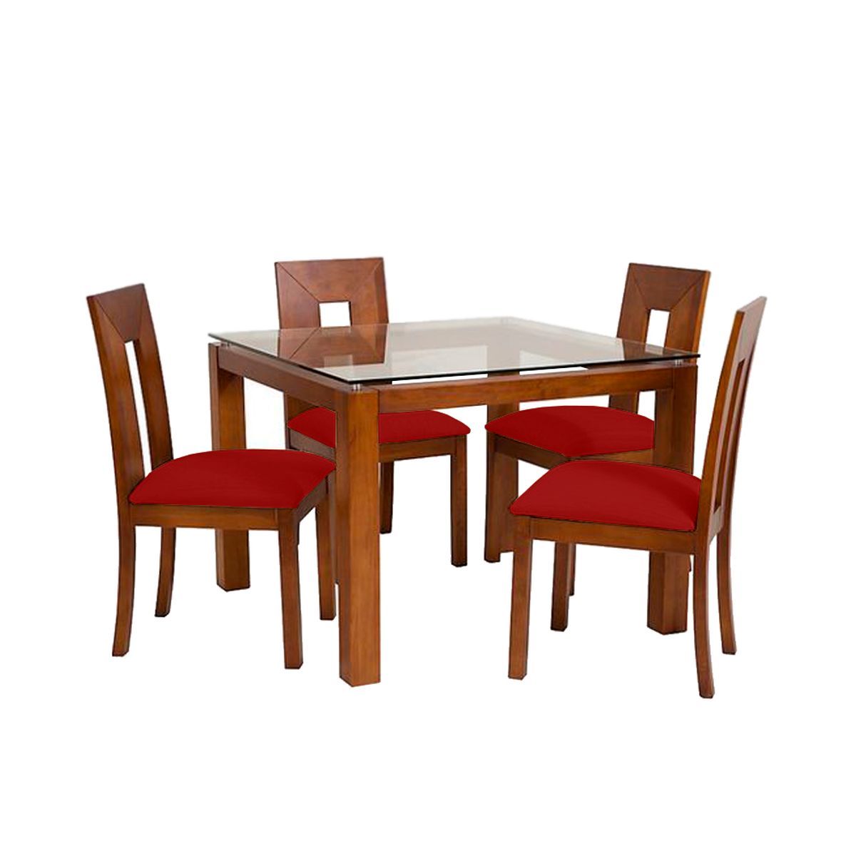 HOME PREMIUM - Juego de Comedor 4 Sillas Honey Rojo.