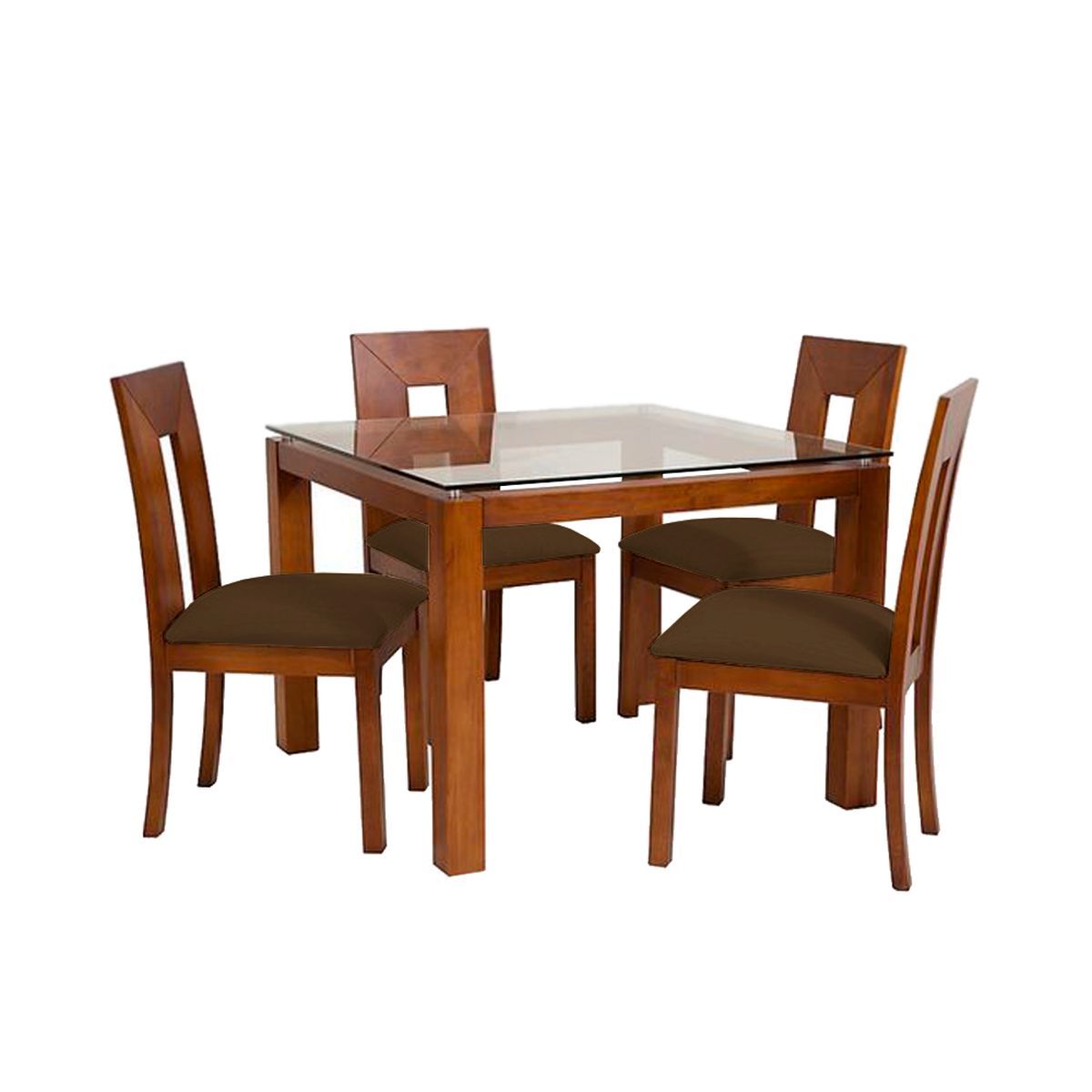 HOME PREMIUM - Juego de Comedor 4 Sillas Honey Chocolate.