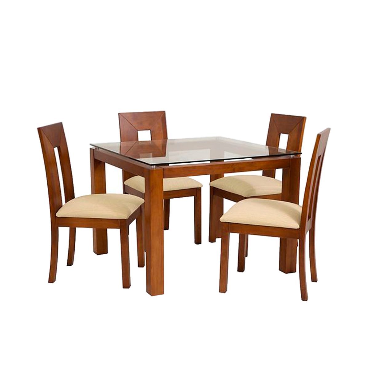 HOME PREMIUM - Juego de Comedor 4 Sillas Honey Beige.