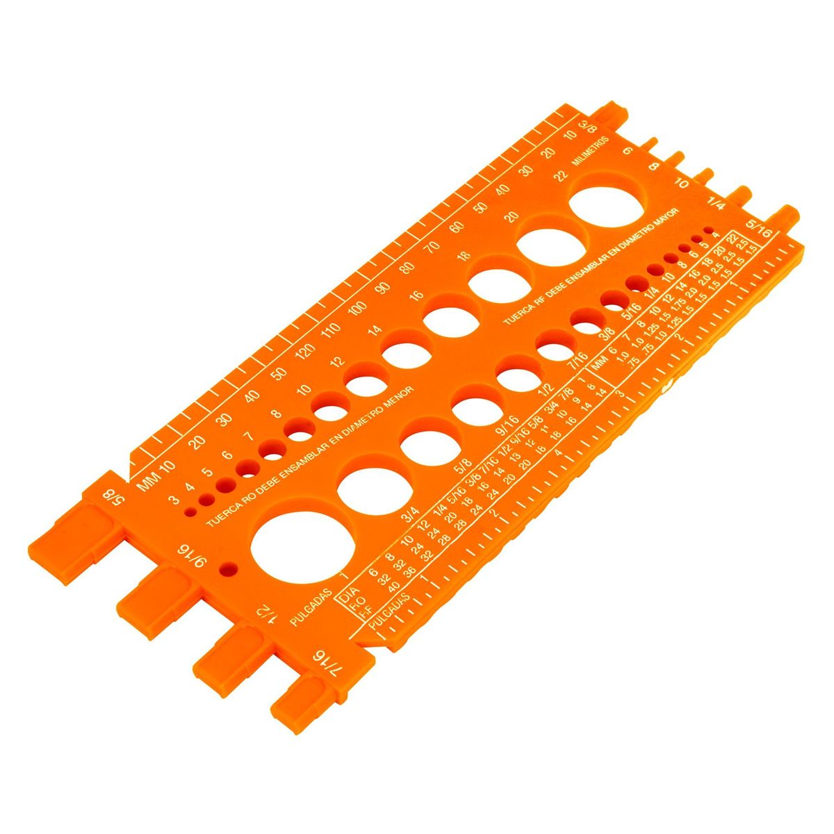 TRUPER - Regla calibrador medidora de tuercas y tornillos , 22 cm, Truper