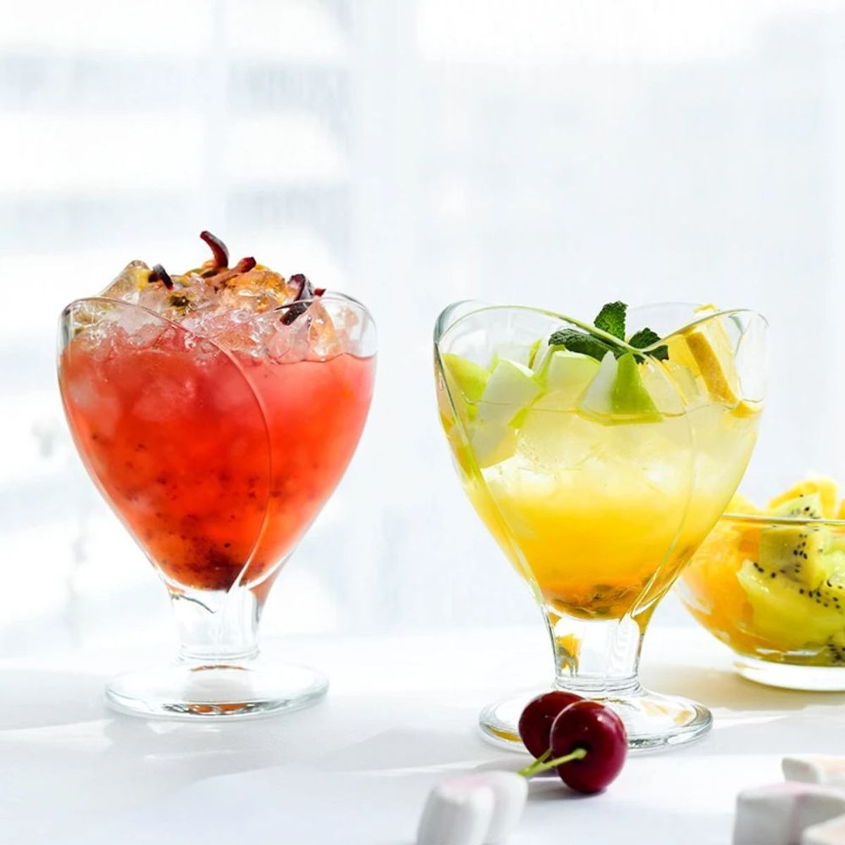 INSPIRA - Set de 6 Copas de Vidrio para Postre Helado Forma de Flor