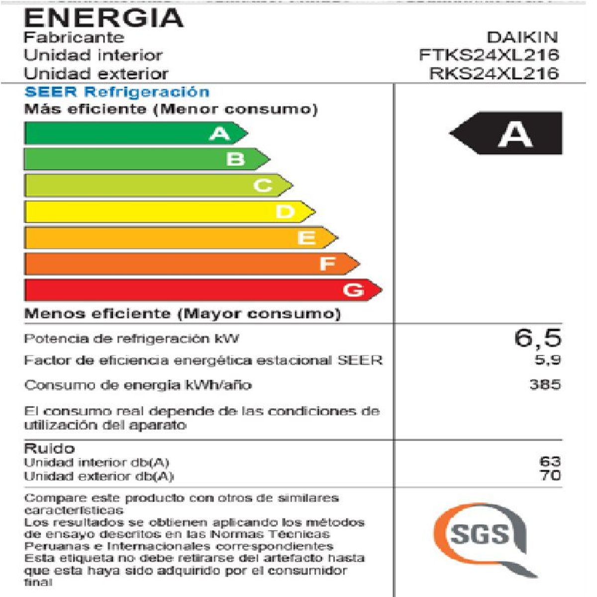 DAIKIN - Aire Acondicionado 24,000BTU/H 30 a 40m2 Inverter.