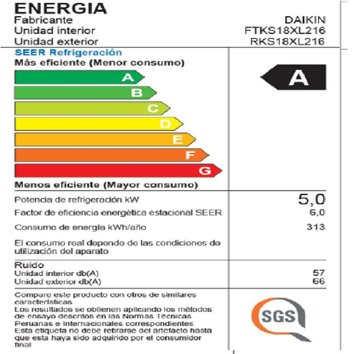 DAIKIN - Aire Acondicionado 18,000BTU/H 20 a 30m2 Inverter.