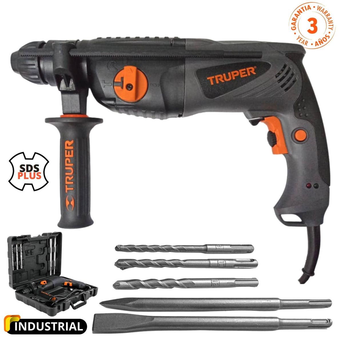 TRUPER - Rotomartillo industrial SDS PLUS 3 JOULES 850W 220V Truper