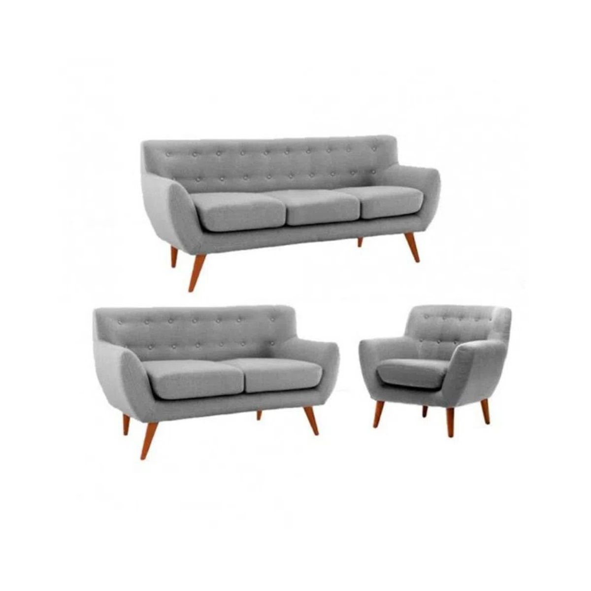 FABIANI HOME - Juego De Sala Nazli 3-2-1 Cuerpos Gris