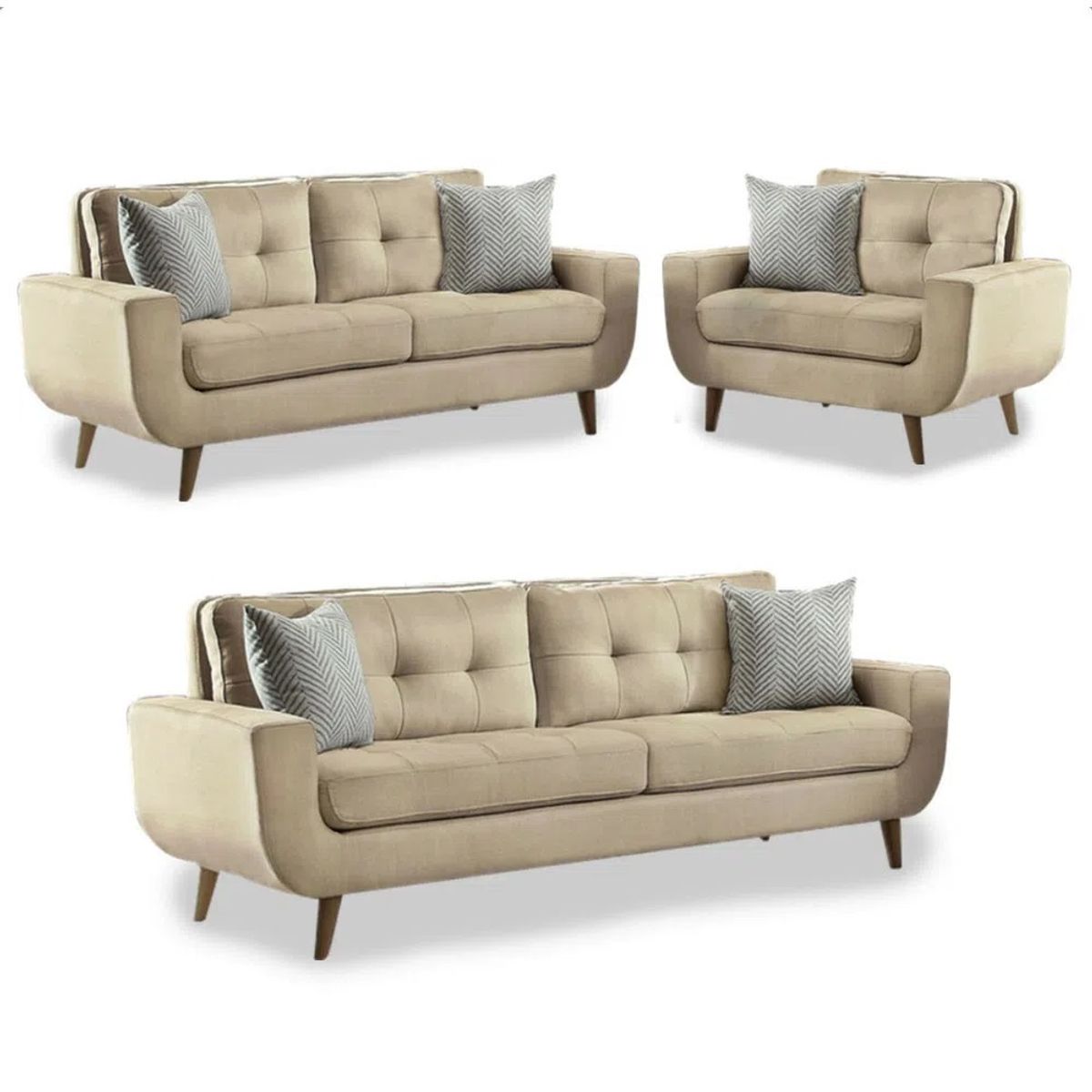 FABIANI HOME - Juego de Sala Vintage Mango 3-2-1 Cuerpos Beige