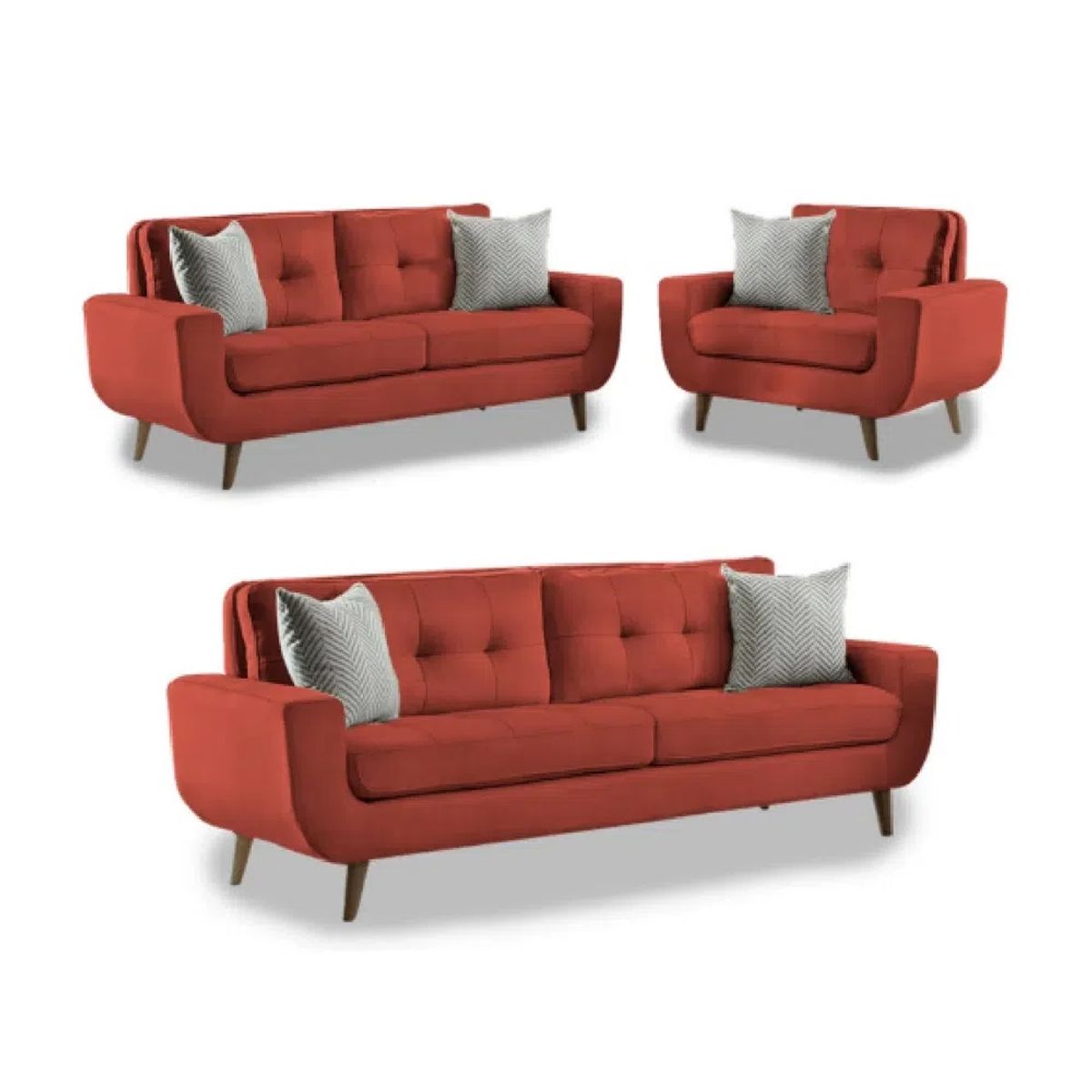 FABIANI HOME - Juego de Sala Vintage Mango 3-2-1 Cuerpos Rojo