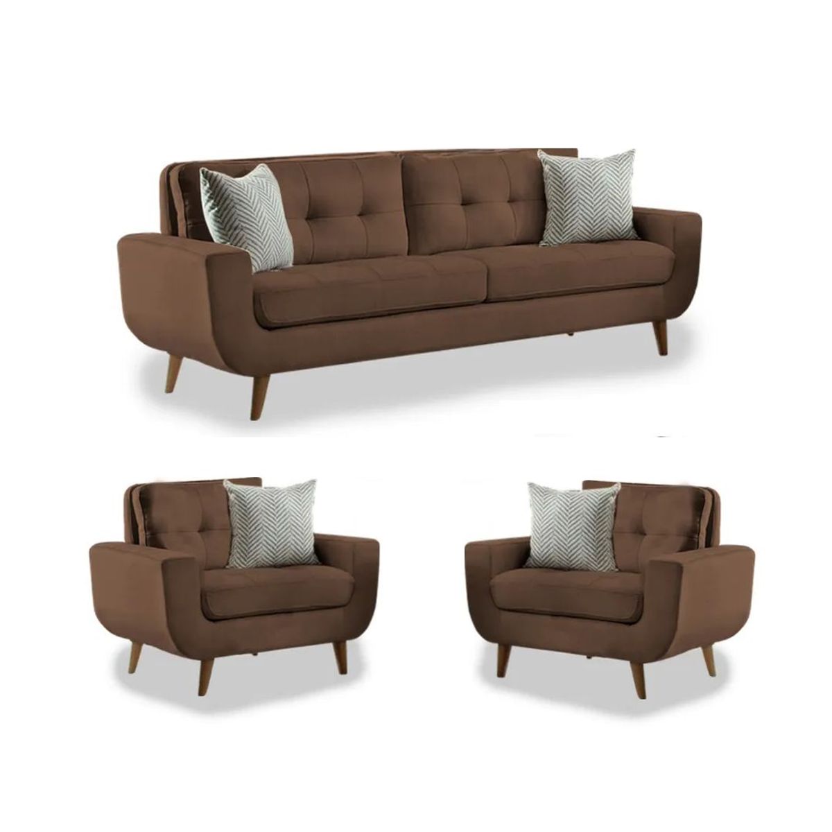 FABIANI HOME - Juego De Sala Mango 3-1-1 Cuerpos Marrón