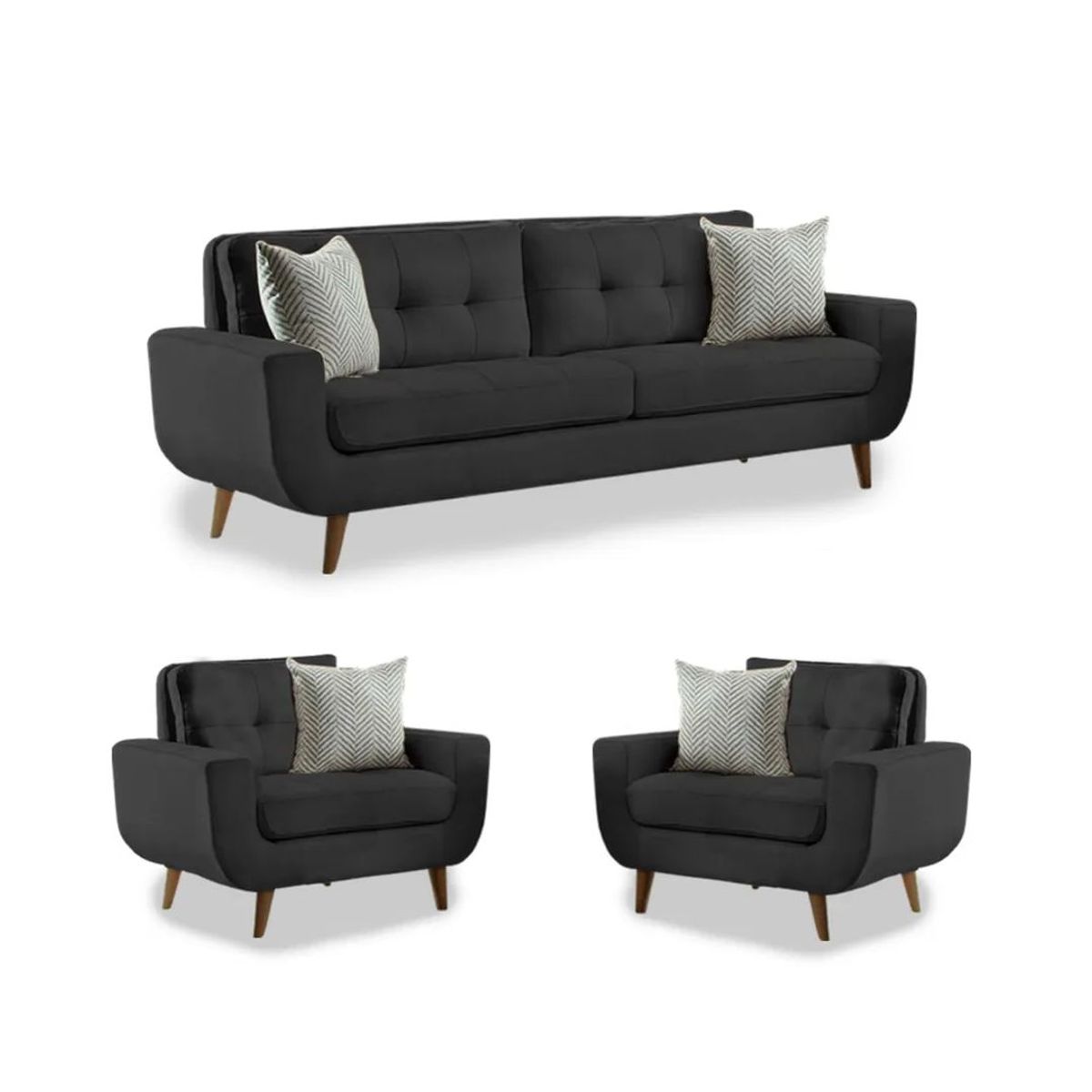 FABIANI HOME - Juego De Sala Mango 3-1-1 Cuerpos Negro