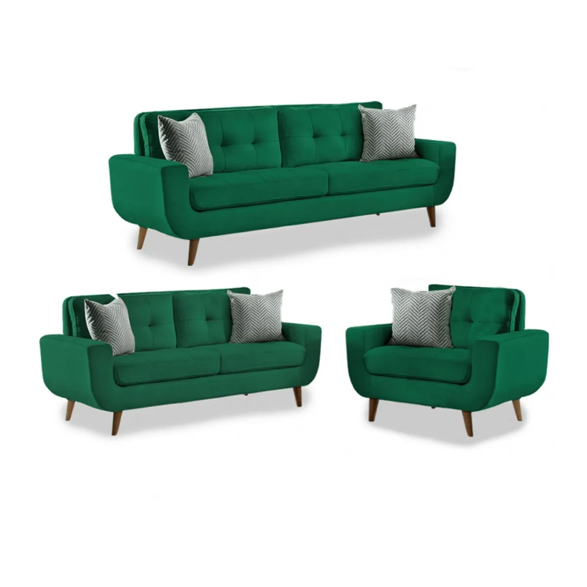 FABIANI HOME - Juego de Sala Vintage Mango 3-2-1 Cuerpos Verde Oscuro