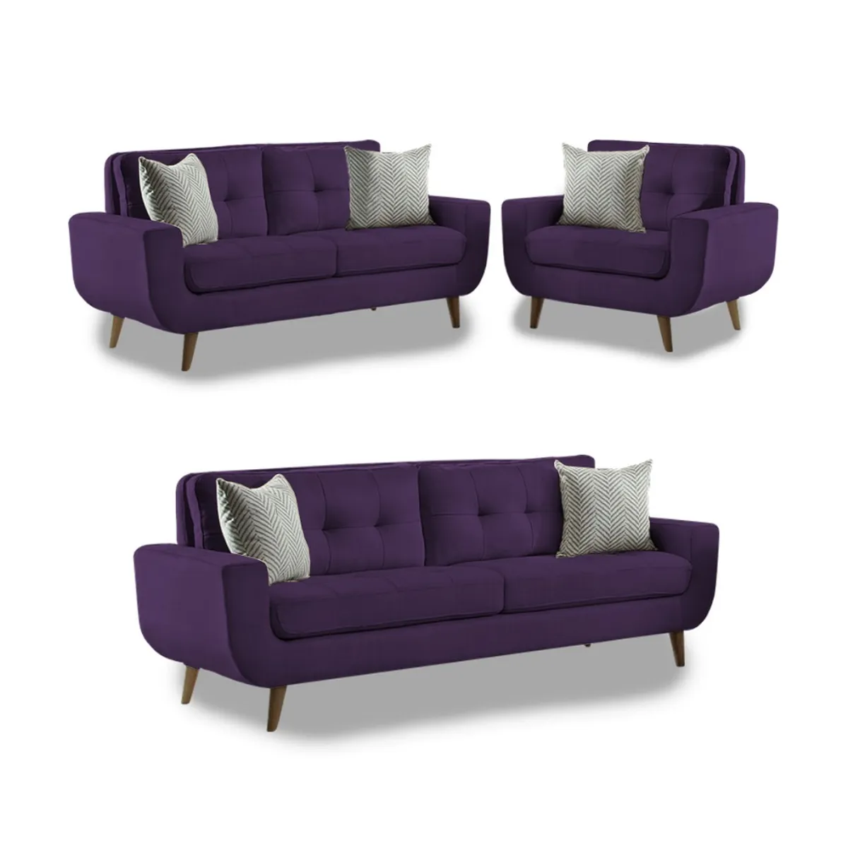 FABIANI HOME - Juego de Sala Vintage Mango 3-2-1 Cuerpos Morado