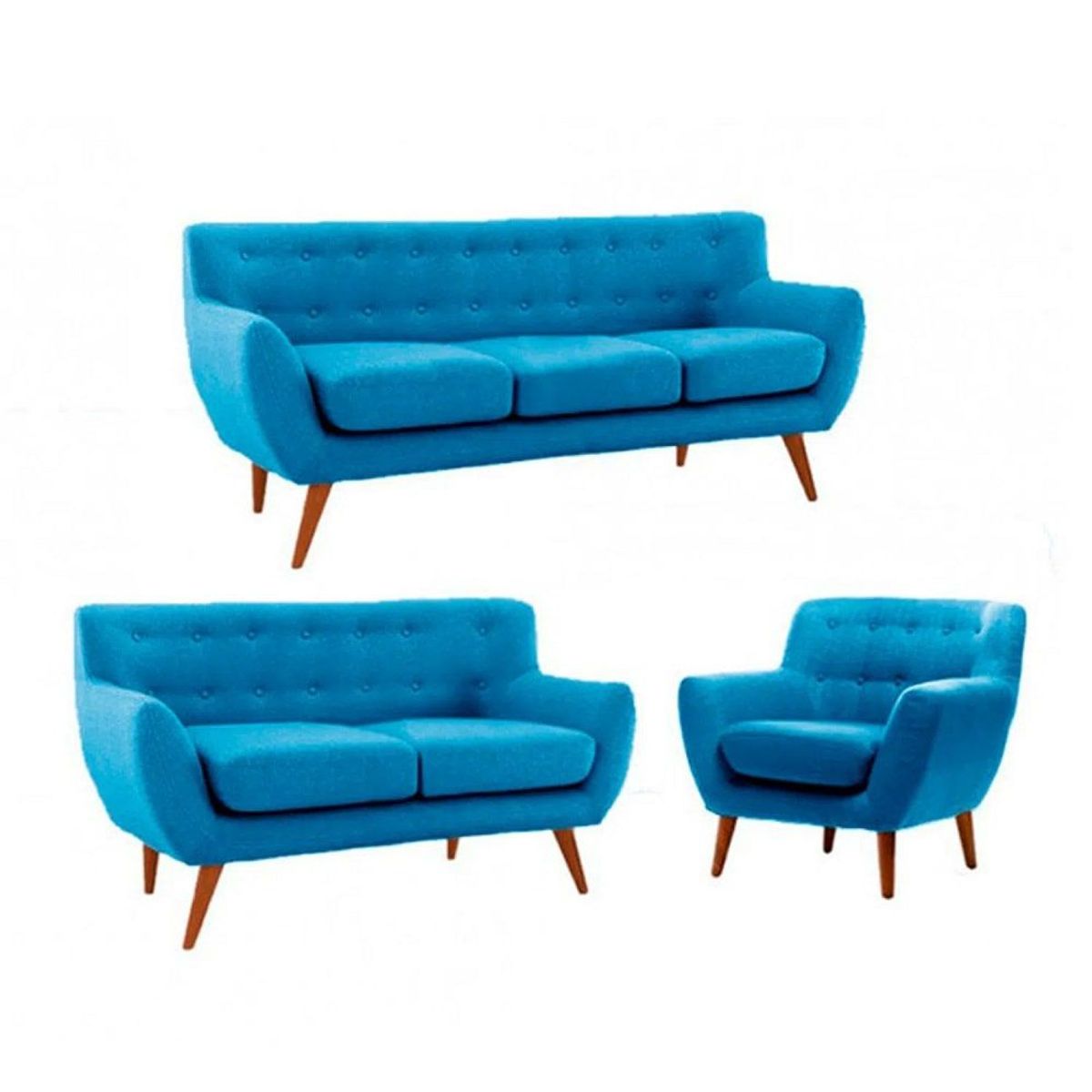 FABIANI HOME - Juego De Sala Nazli 3-2-1  Cuerpos Azul