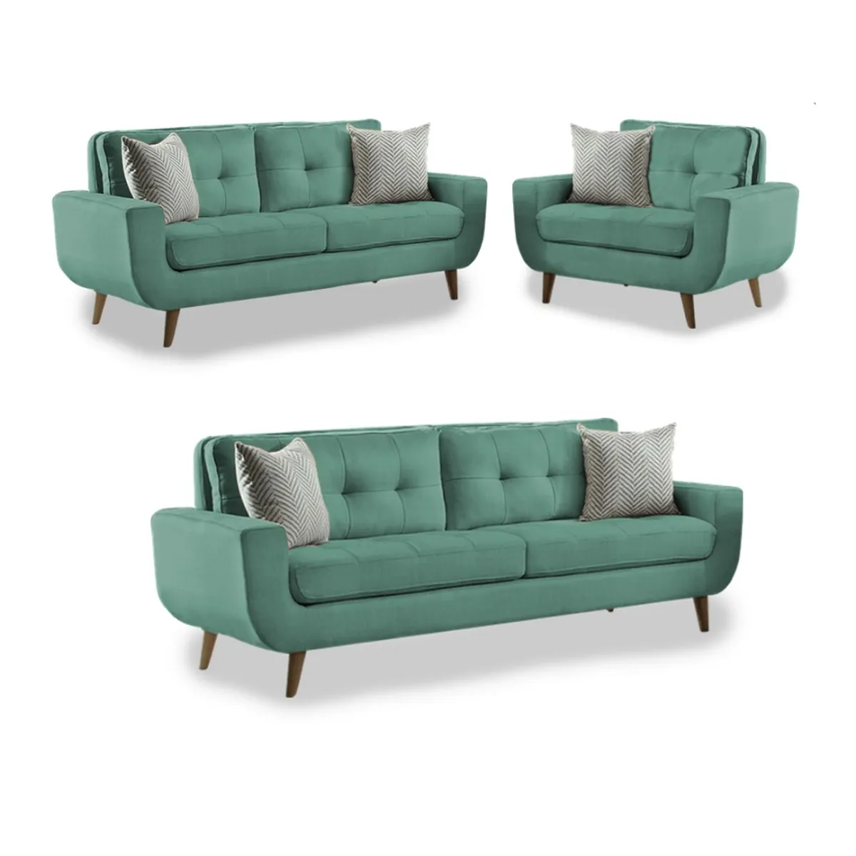 FABIANI HOME - Juego de Sala Vintage Mango 3-2-1  Cuerpos Verde jade