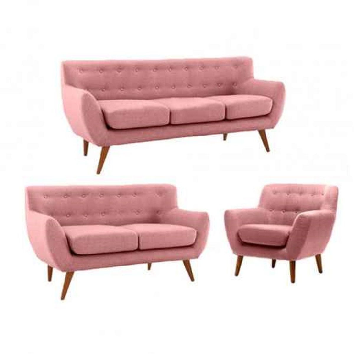 FABIANI HOME - Juego De Sala Nazli 3-2-1  Cuerpos Palo Rosa