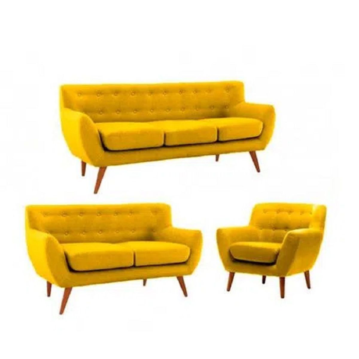 FABIANI HOME - Juego De Sala Nazli 3-2-1  Cuerpos Amarillo