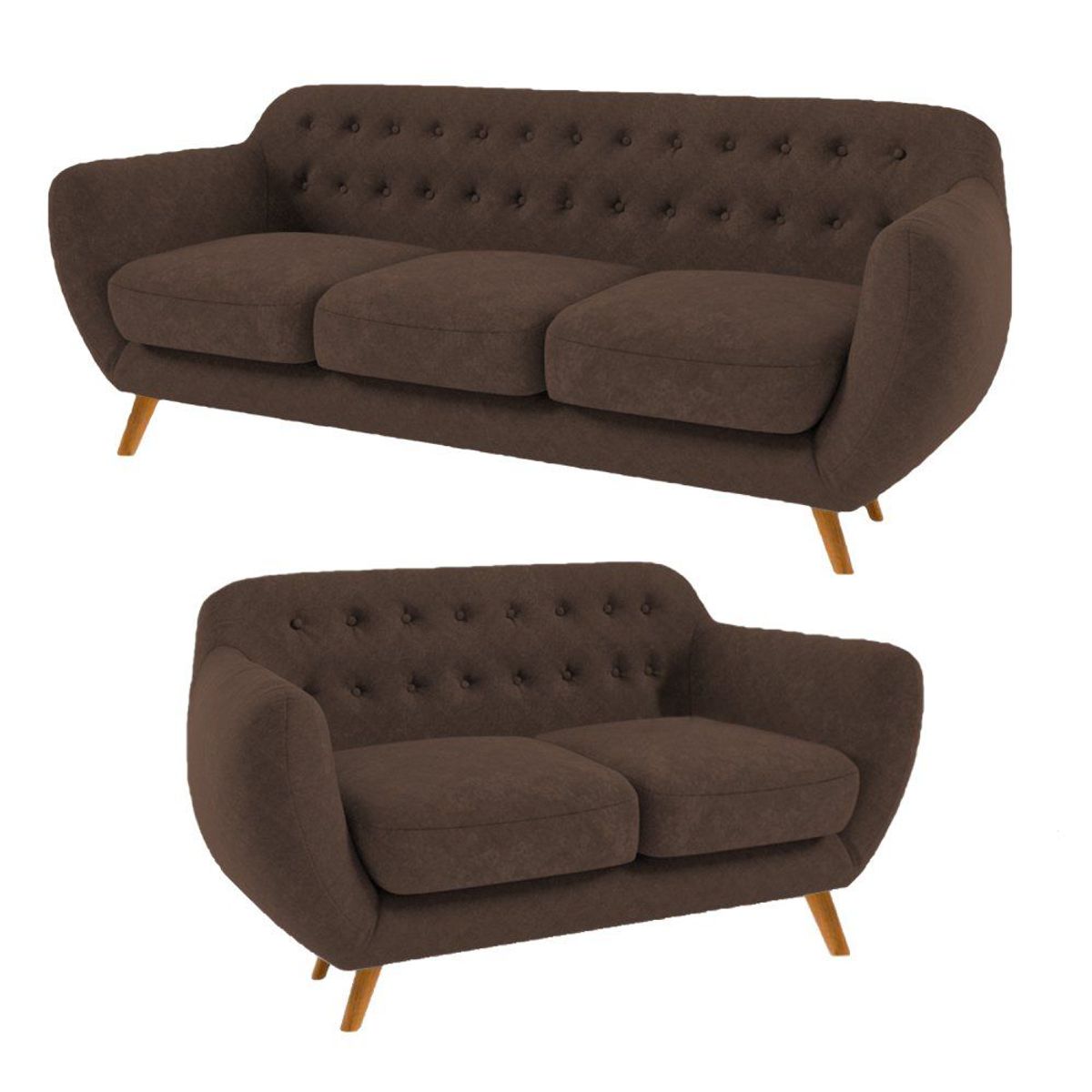 FABIANI HOME - Juego de Sala Vintage 3-2  Cuerpos Marrón