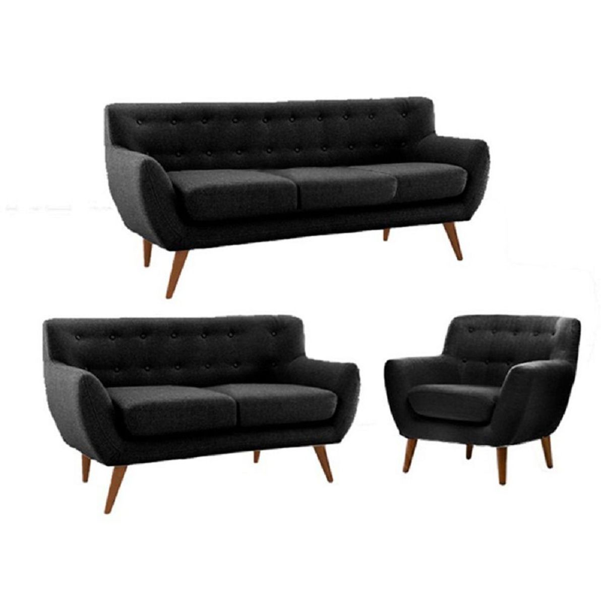 FABIANI HOME - Juego De Sala Nazli 3-2-1  Cuerpos Negro