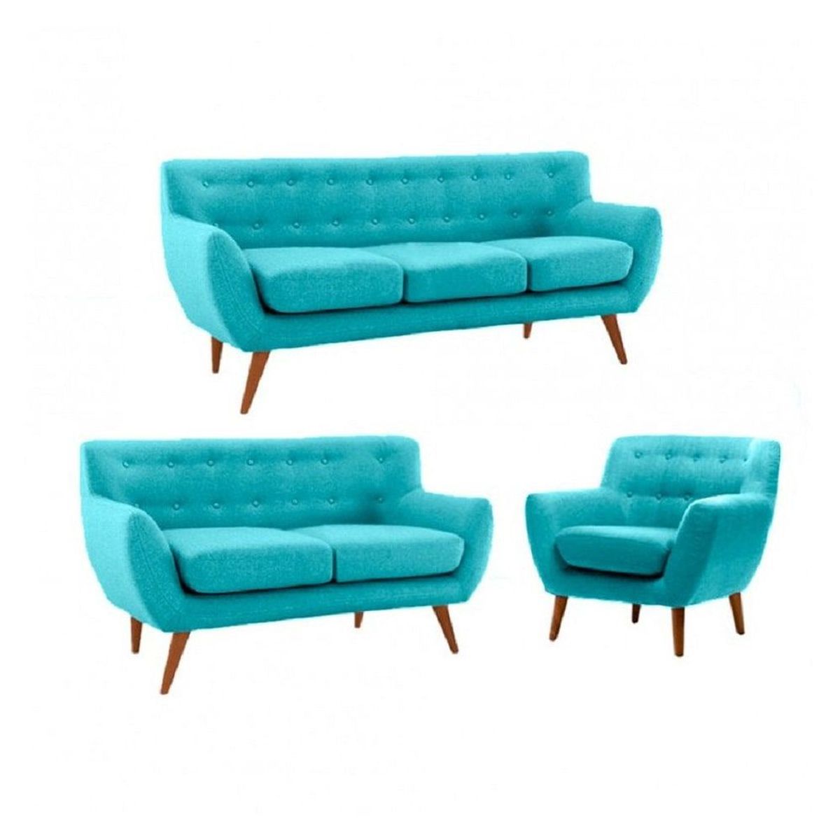 FABIANI HOME - Juego De Sala Nazli 3-2-1  Cuerpos Turquesa