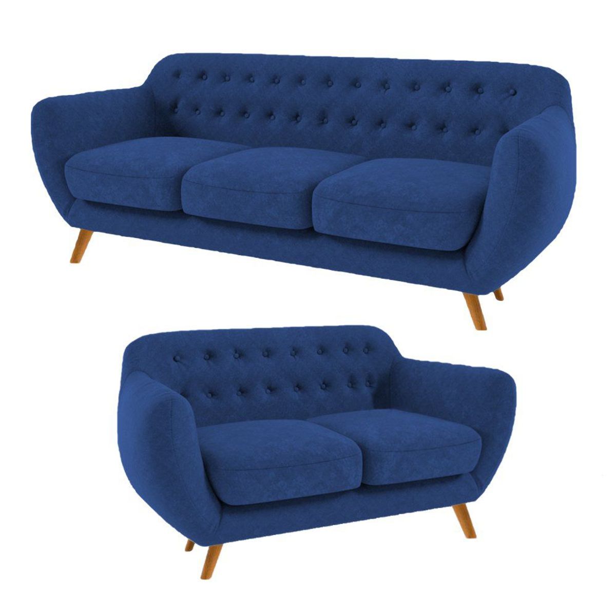 FABIANI HOME - Juego de Sala Vintage 3-2 Cuerpos Azul