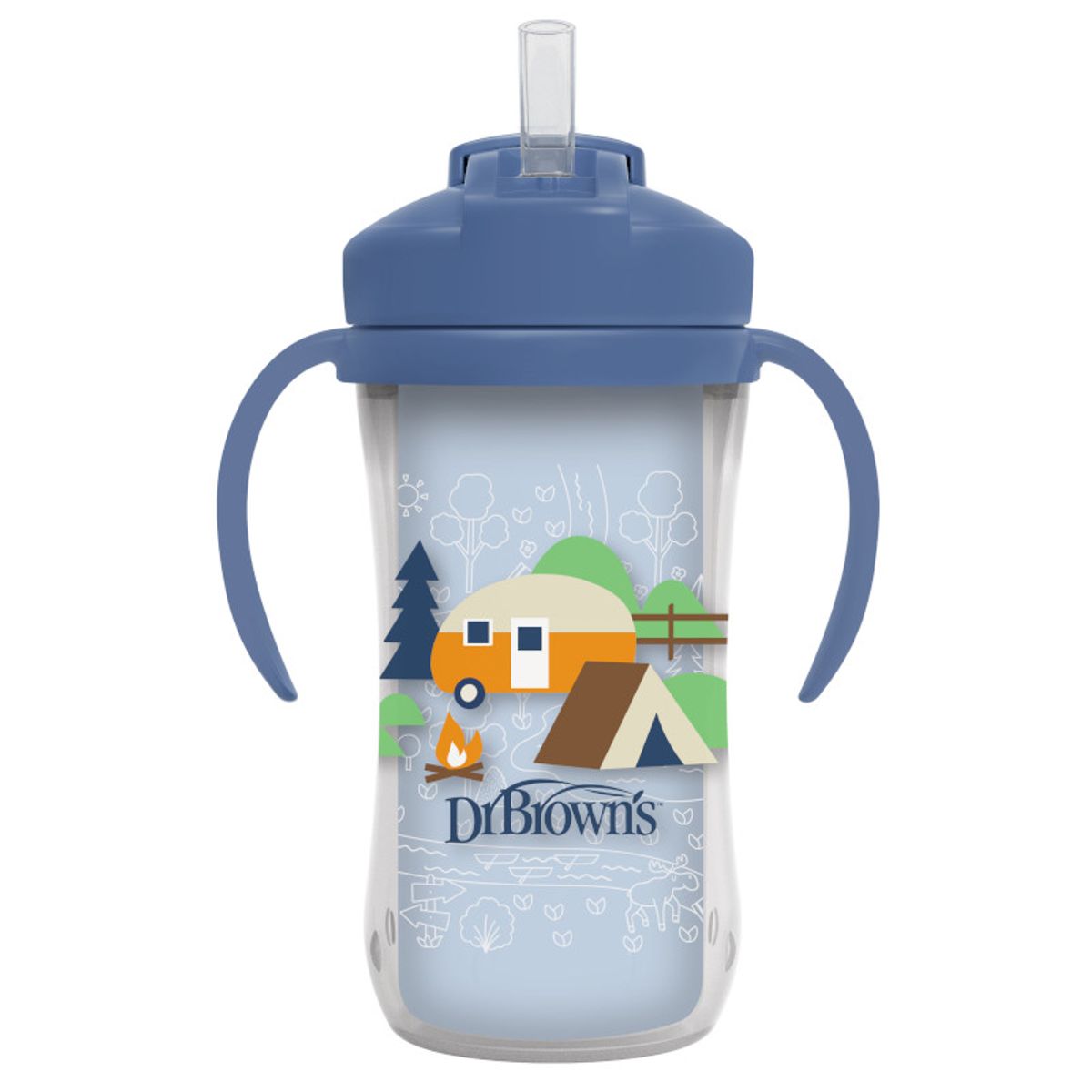 DR BROWNS - Vaso con cañita 10 oz/300ml con asas - Azul