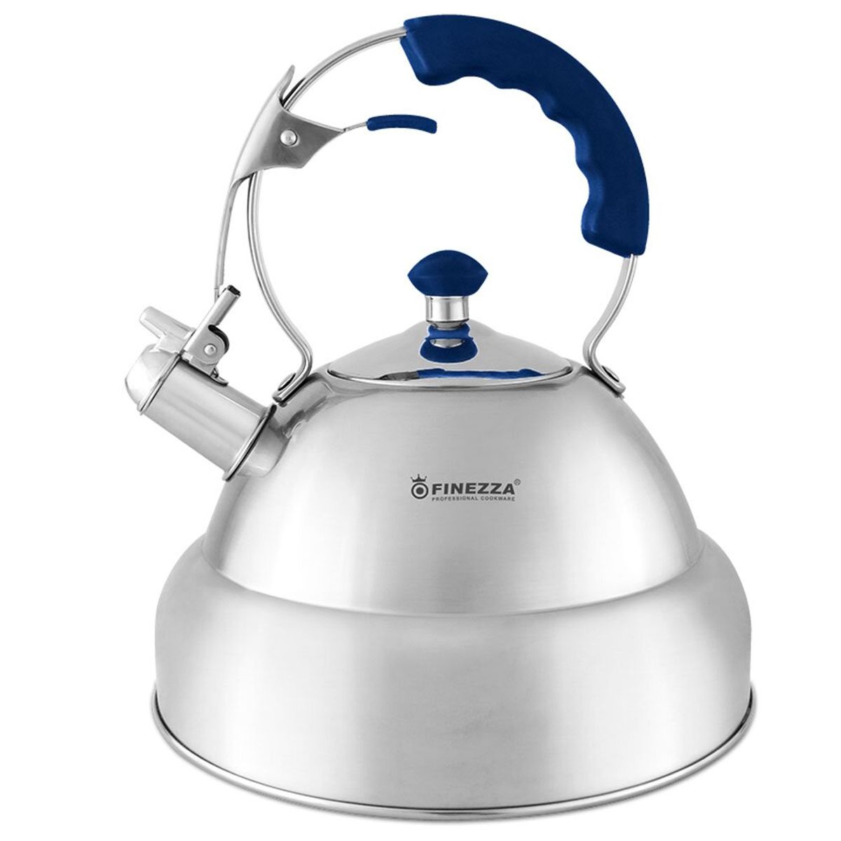 FINEZZA - Tetera de Acero 4.5 Litros Mango Azul