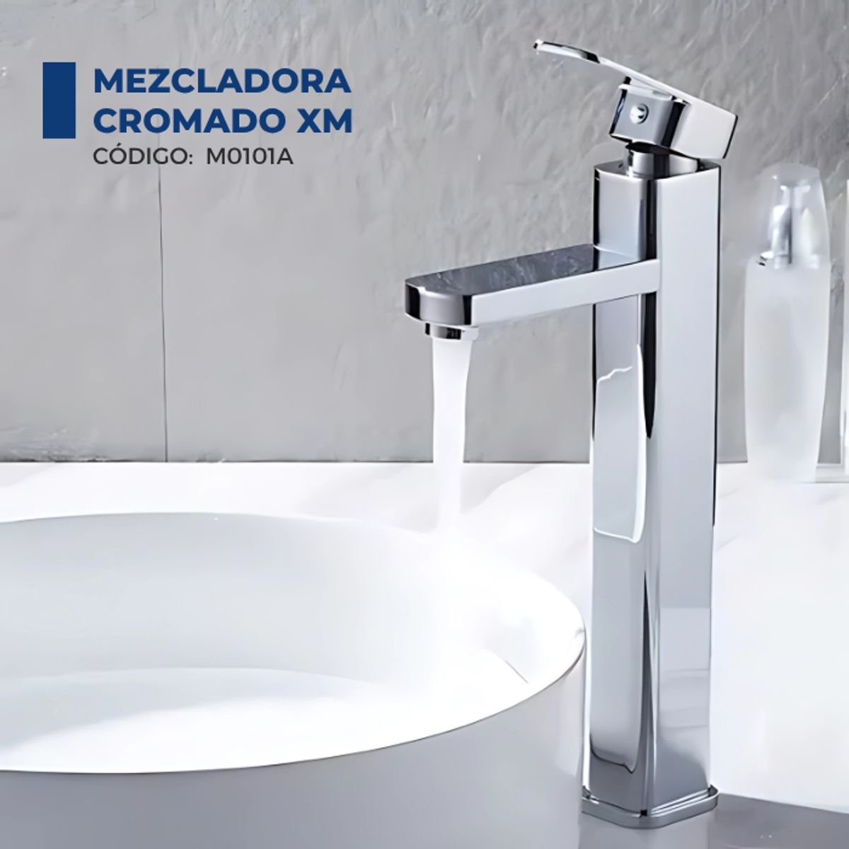 XM - MEZCLADORA MONOCOMANDO DE LAVATORIO ALTO CROMADO M0101AL