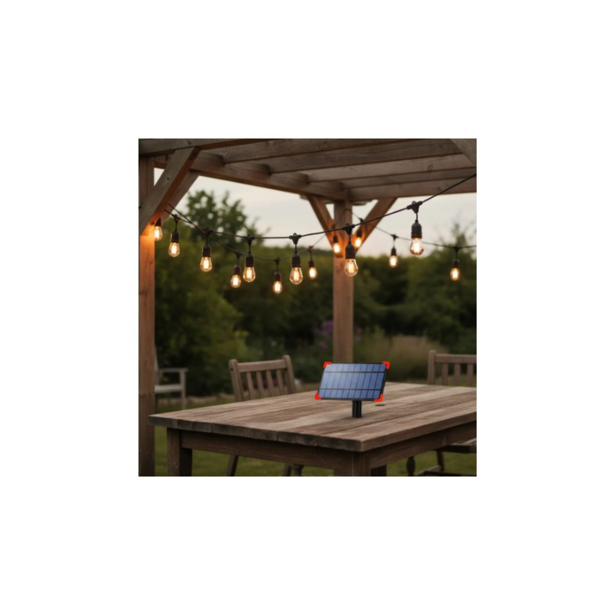 GENERICO - Luces Guirnalda Foco Vintage Con Panel Solar Y Corriente 20 focos