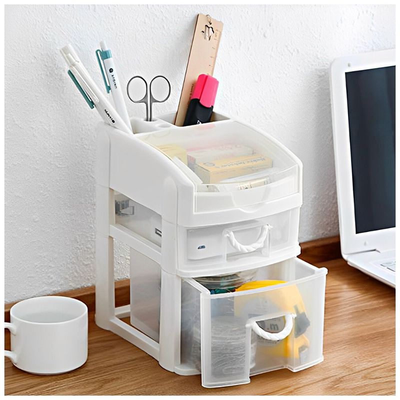 MINARI - Organizador de Escritorio Oficina 2 Cajones Blanco 703L